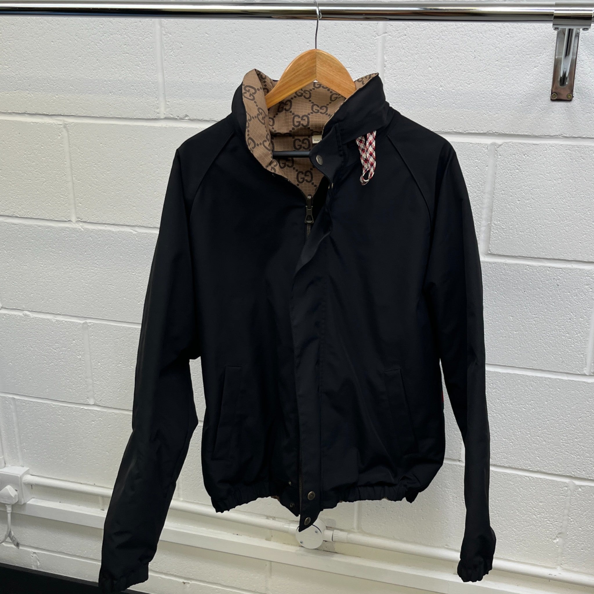 Men's Reversible Gg Supreme Web Jacket Black Size IT 50 / L