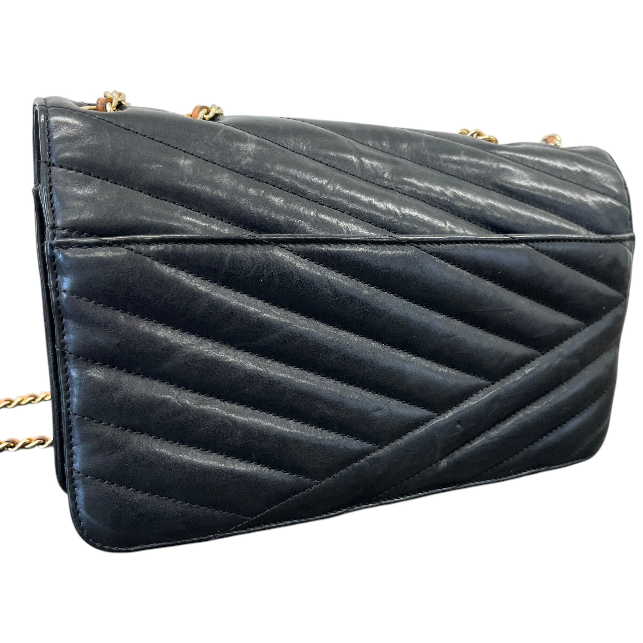 Women's Gabrielle Chevron Flap Bag Black
