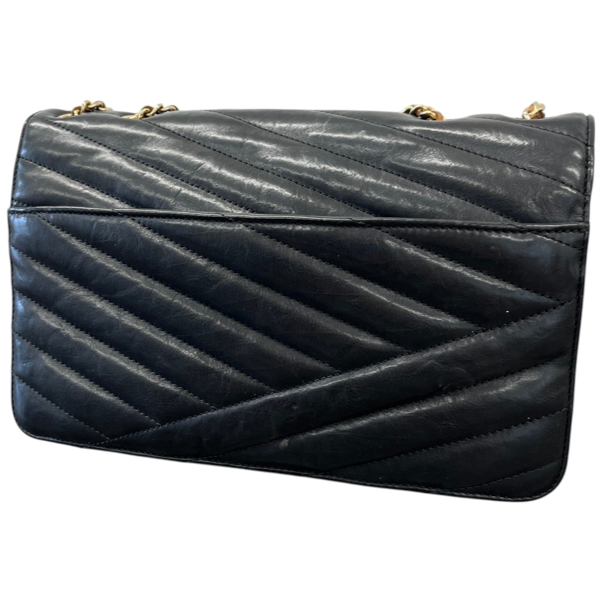 Women's Gabrielle Chevron Flap Bag Black