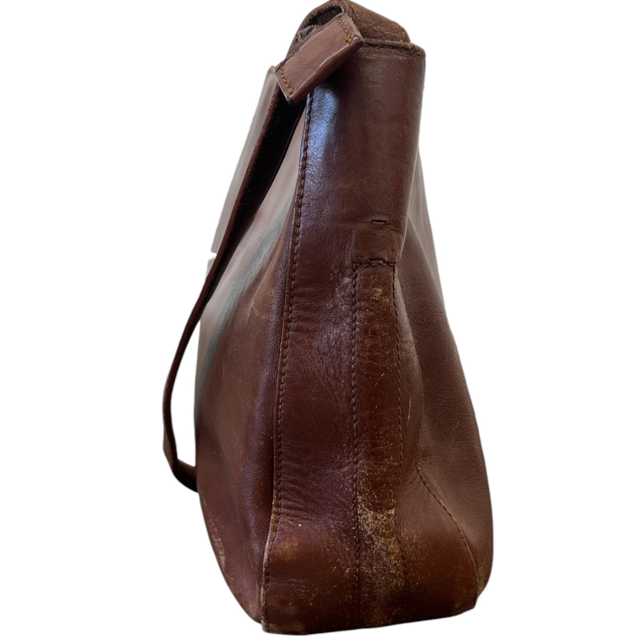 Women's Plaque Logo Messenger Bag Brown