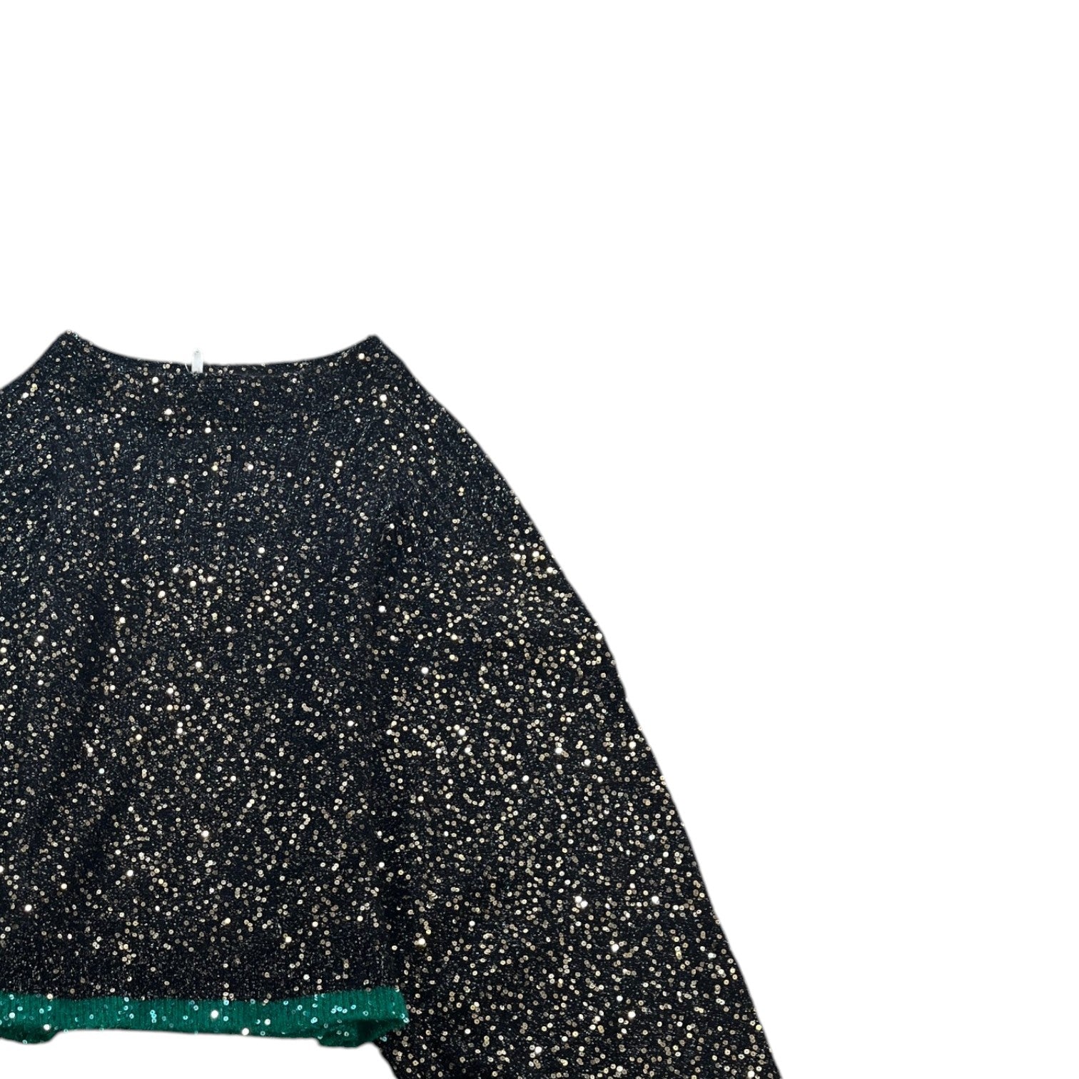 Women's Sequin Balloon Sleeve Jumper Black Size S