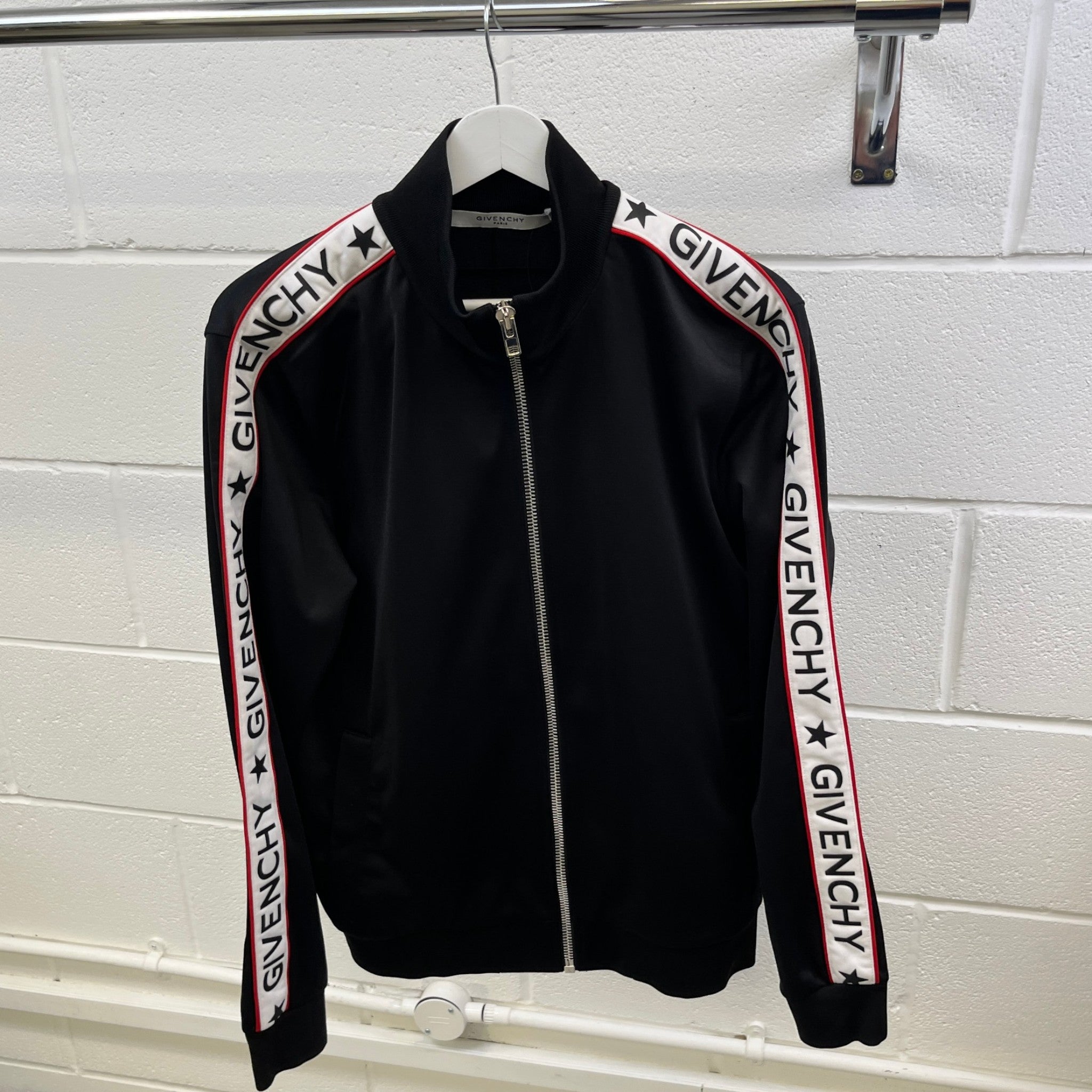Men's Tape Logo Track Jacket Black Size M