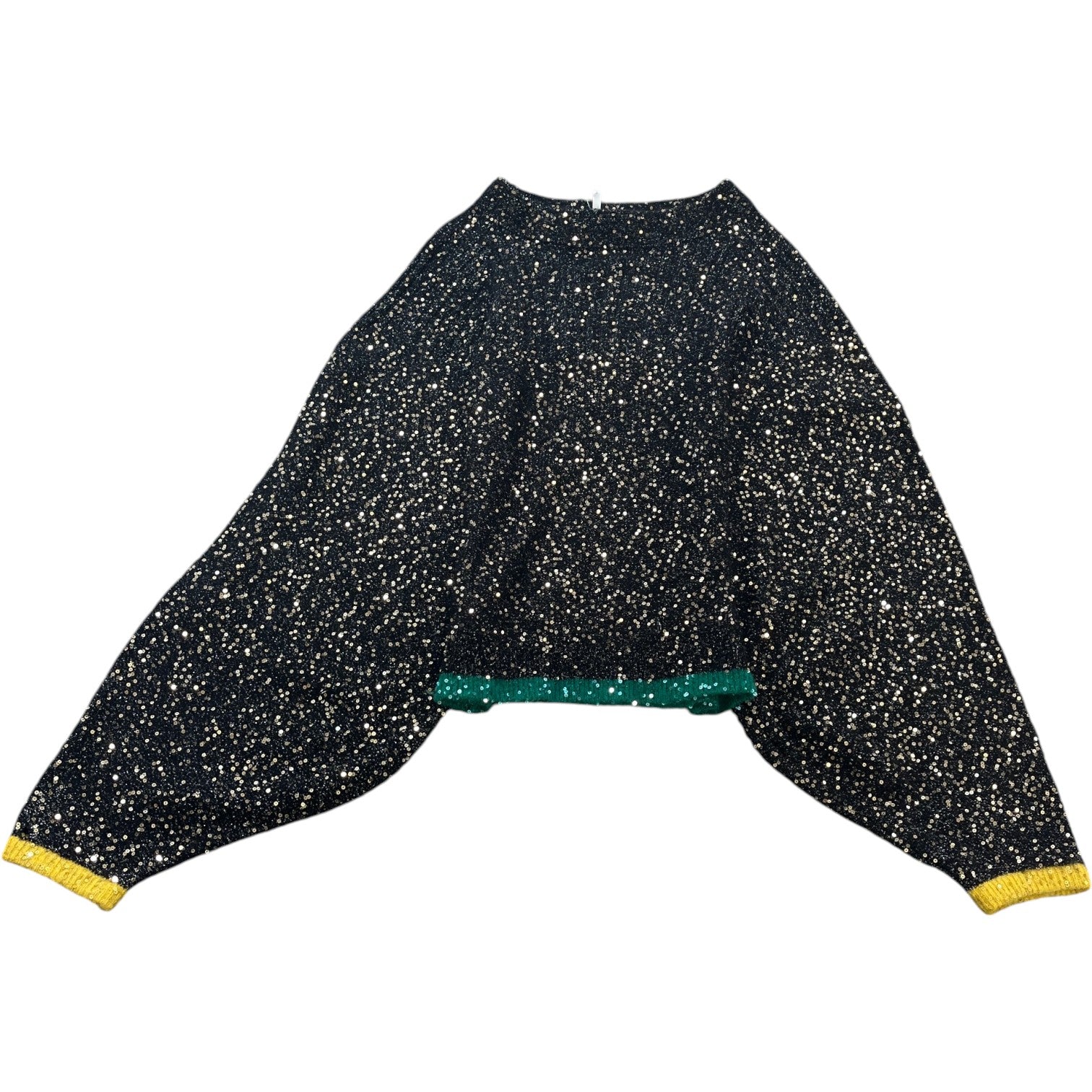 Women's Sequin Balloon Sleeve Jumper Black Size S