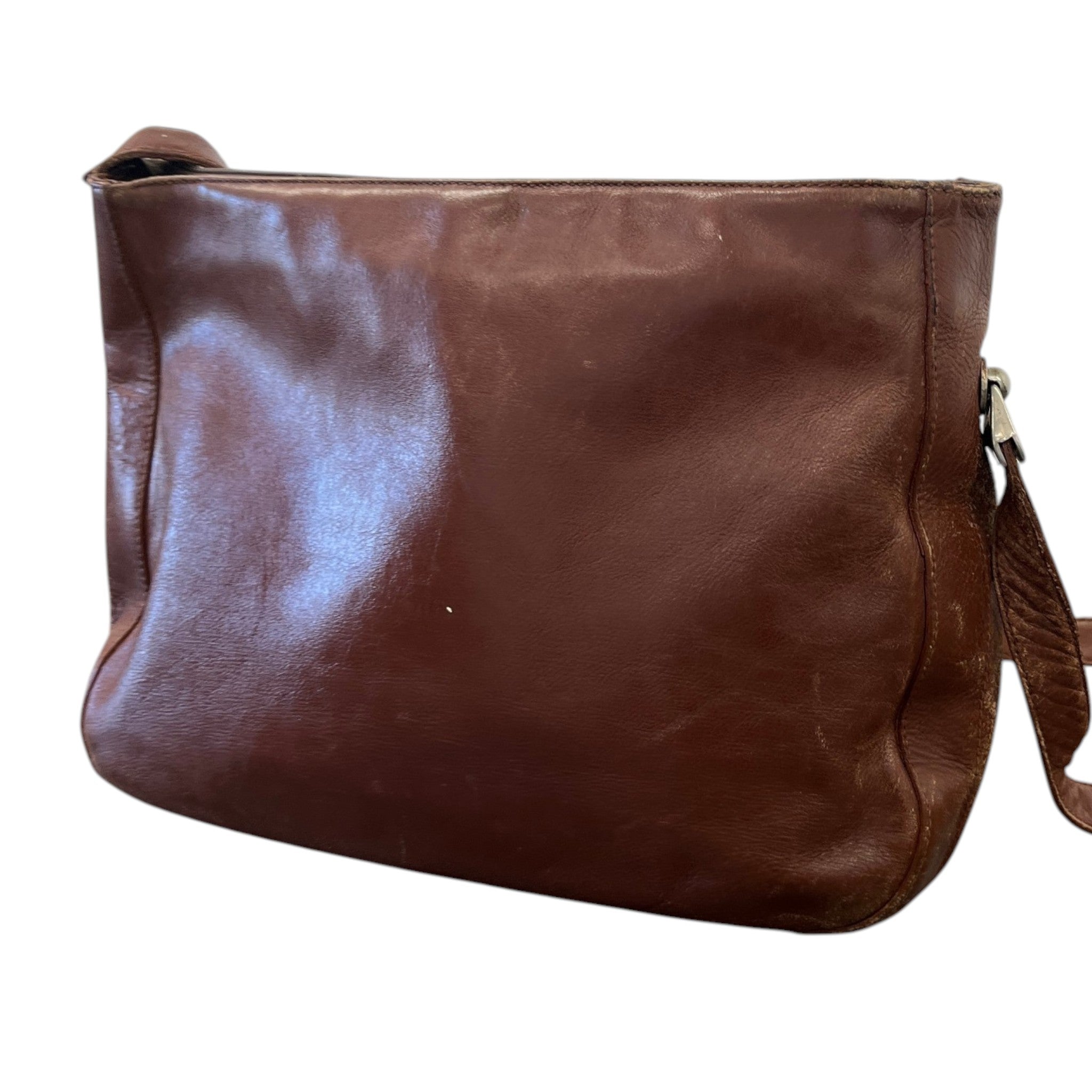 Women's Plaque Logo Messenger Bag Brown