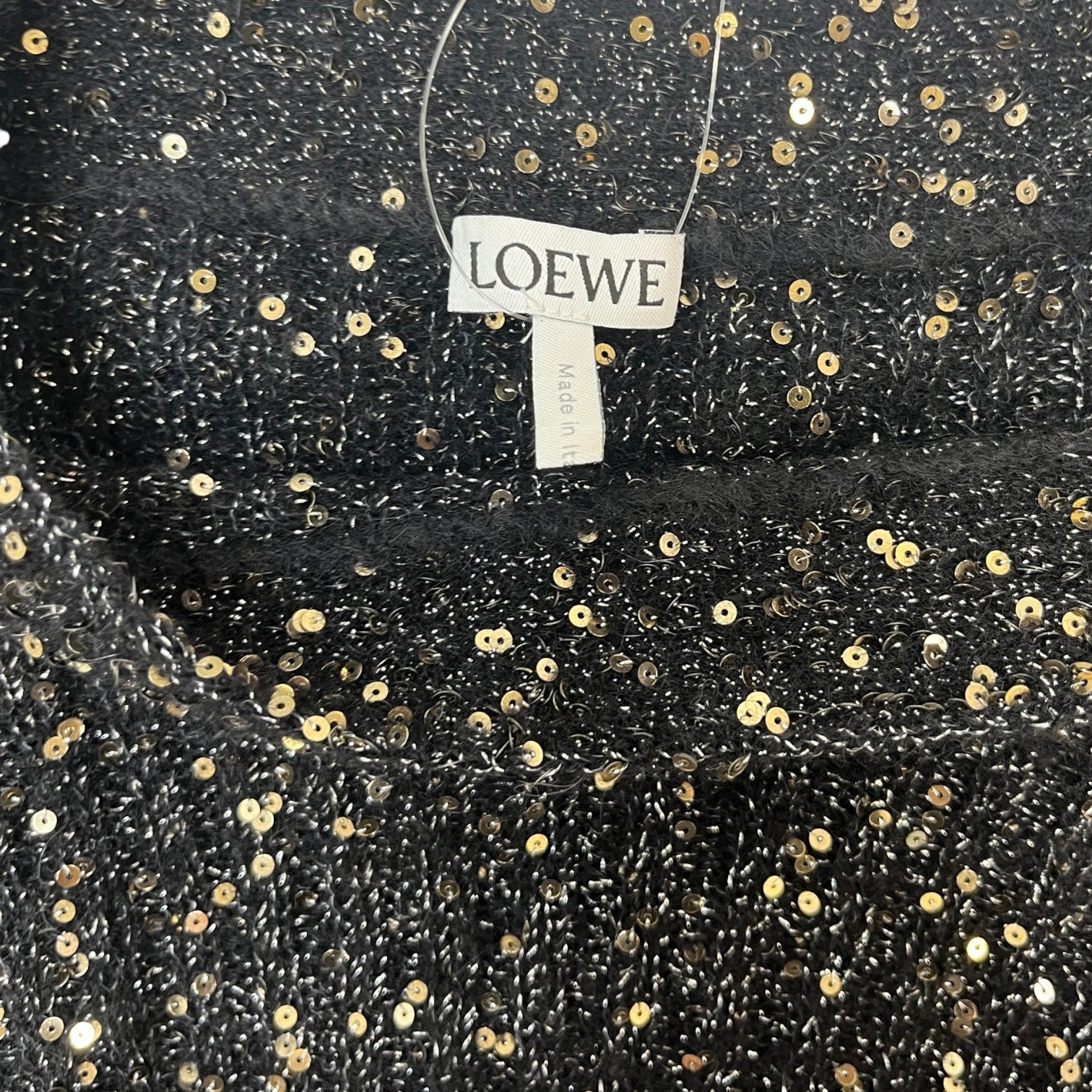 Women's Sequin Balloon Sleeve Jumper Black Size S