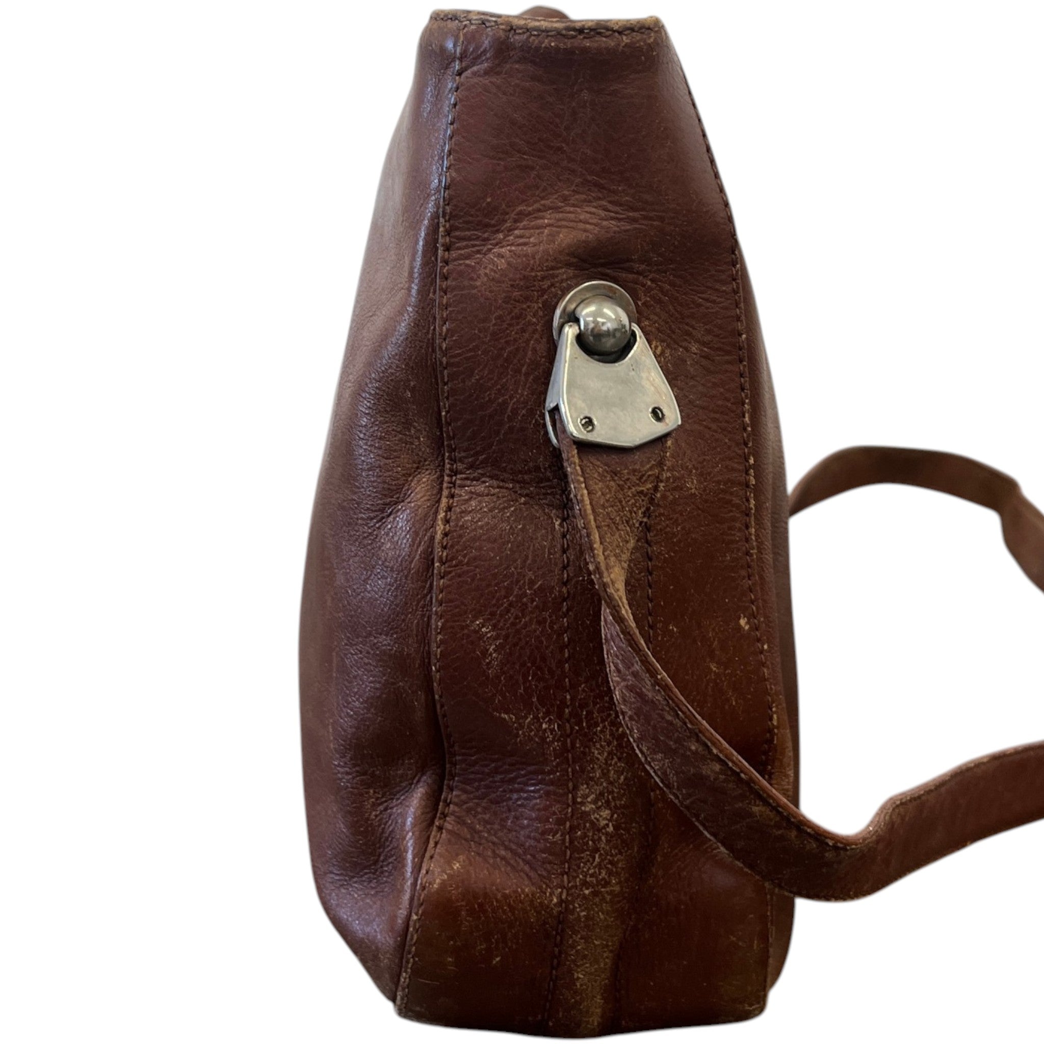 Women's Plaque Logo Messenger Bag Brown