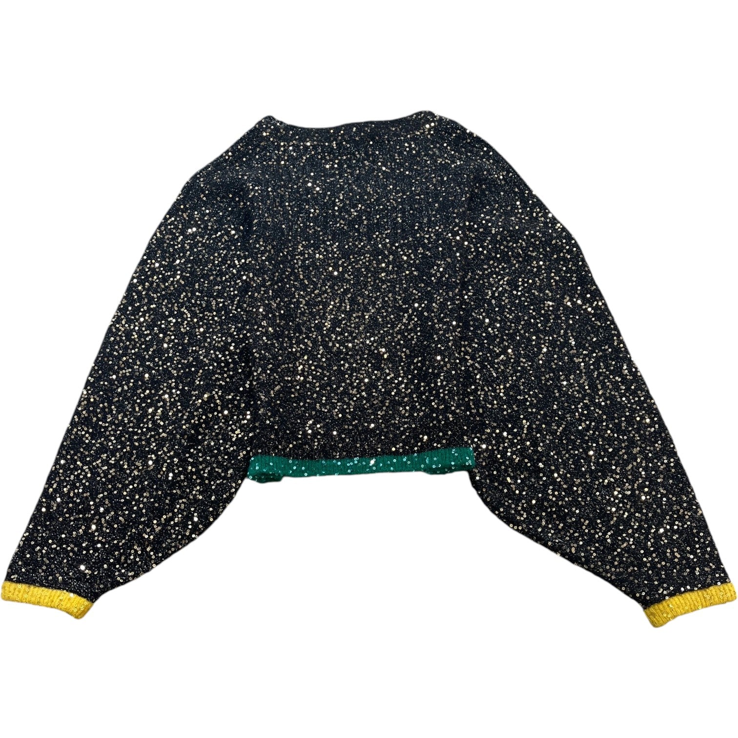 Women's Sequin Balloon Sleeve Jumper Black Size S