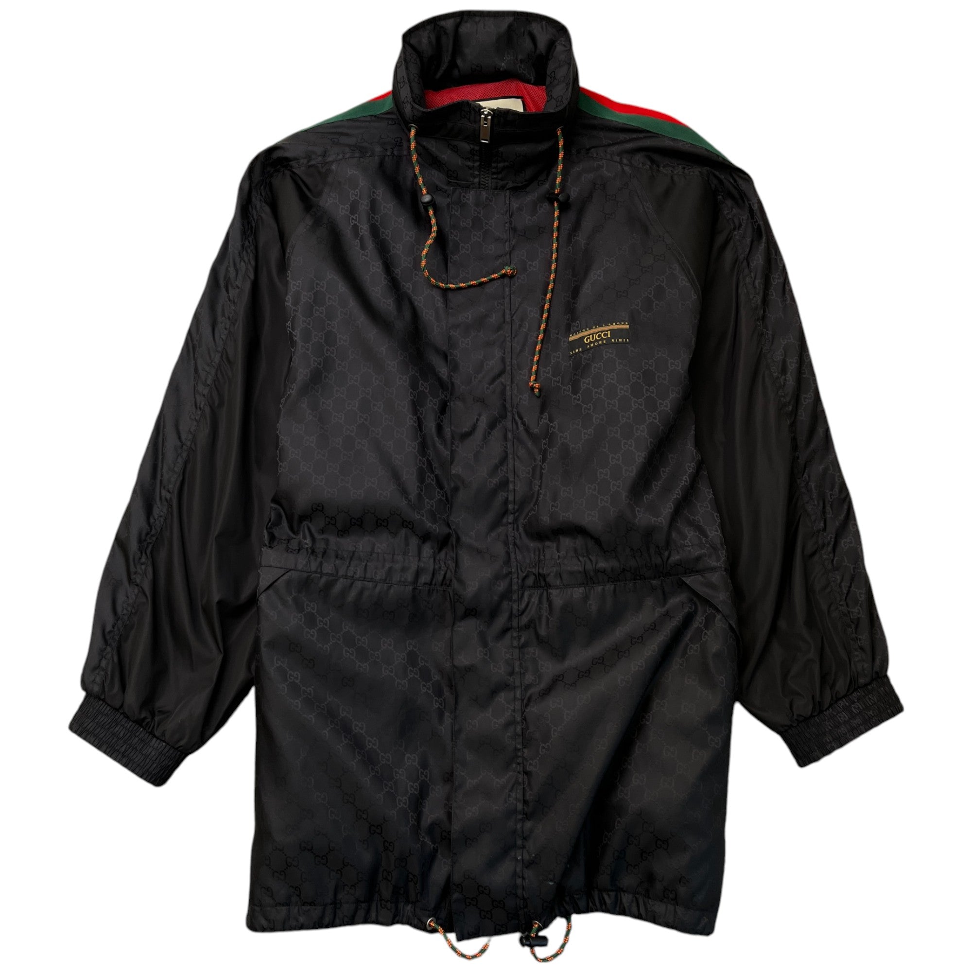 Men's Gg Jacquard Nylon Web Windbreaker Black Size IT 52 / XL
