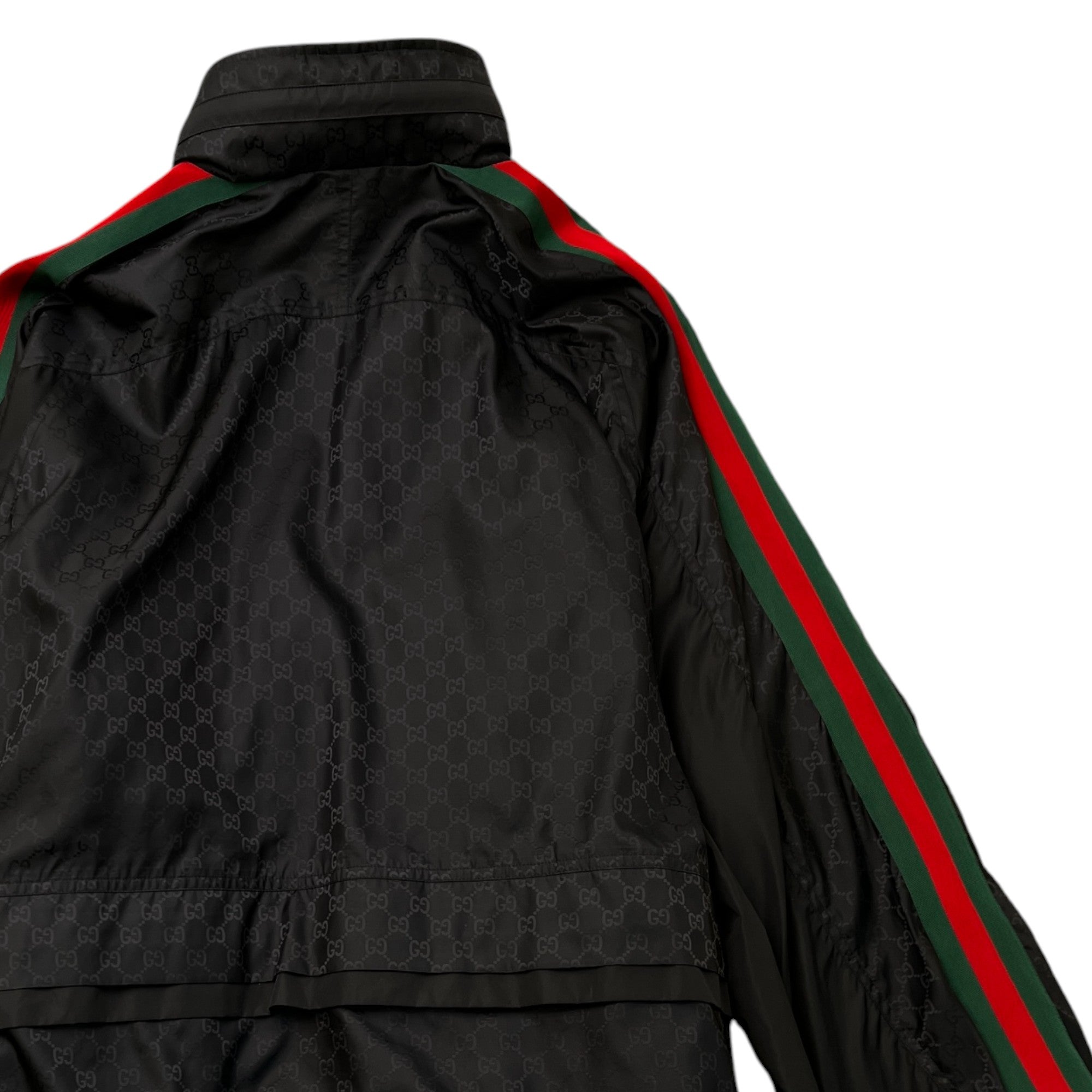 Men's Gg Jacquard Nylon Web Windbreaker Black Size IT 52 / XL