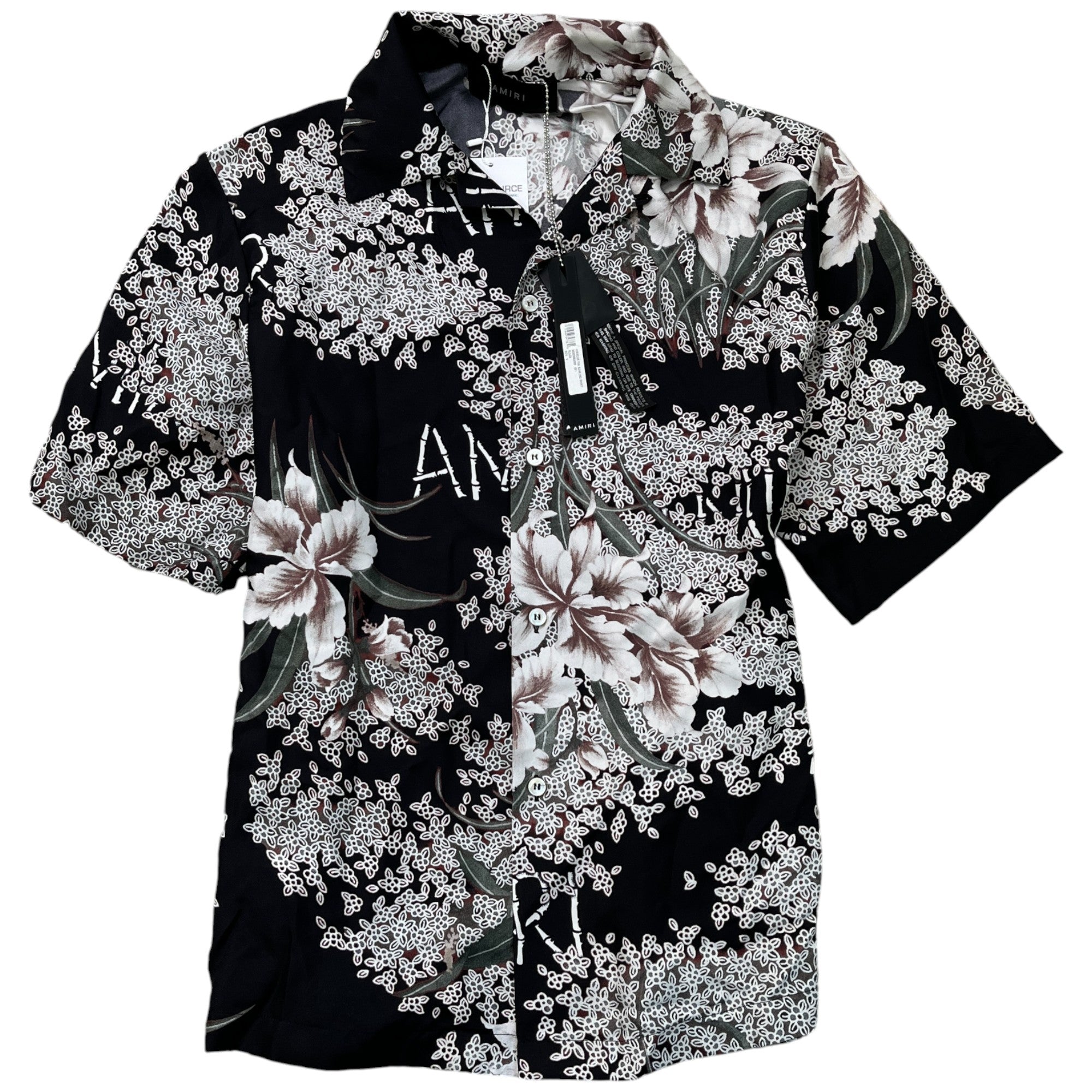 Men's Hibiscus Tiki Print Shirt Black Size IT 46 / UK S