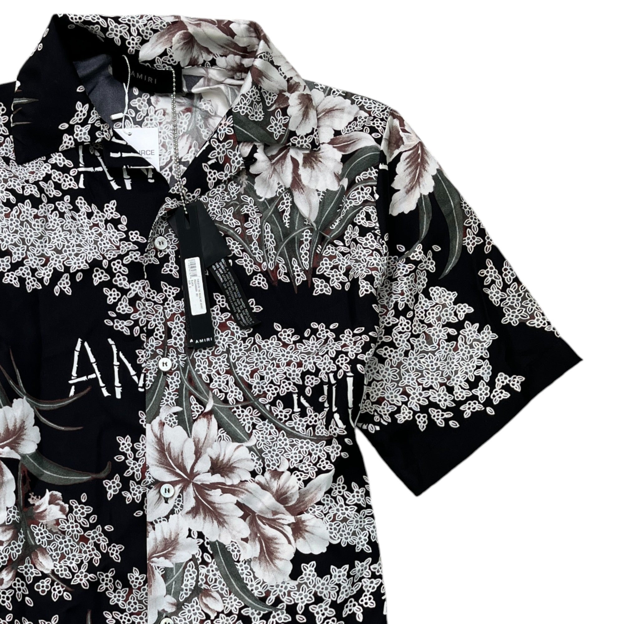 Men's Hibiscus Tiki Print Shirt Black Size IT 46 / UK S
