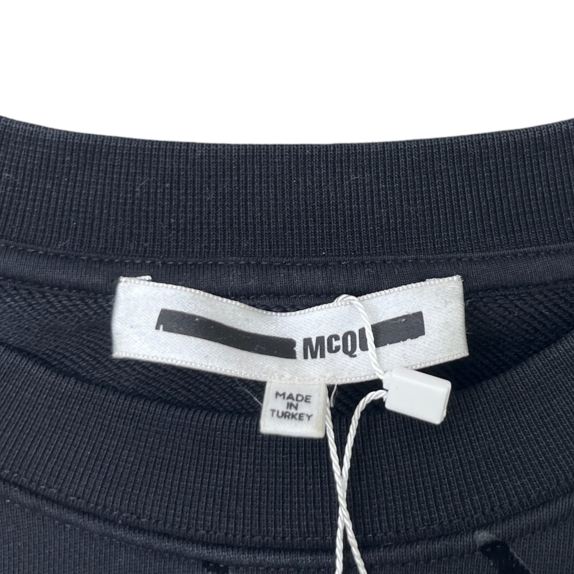 Men's Velour Swallow Print Jumper Black Size XS