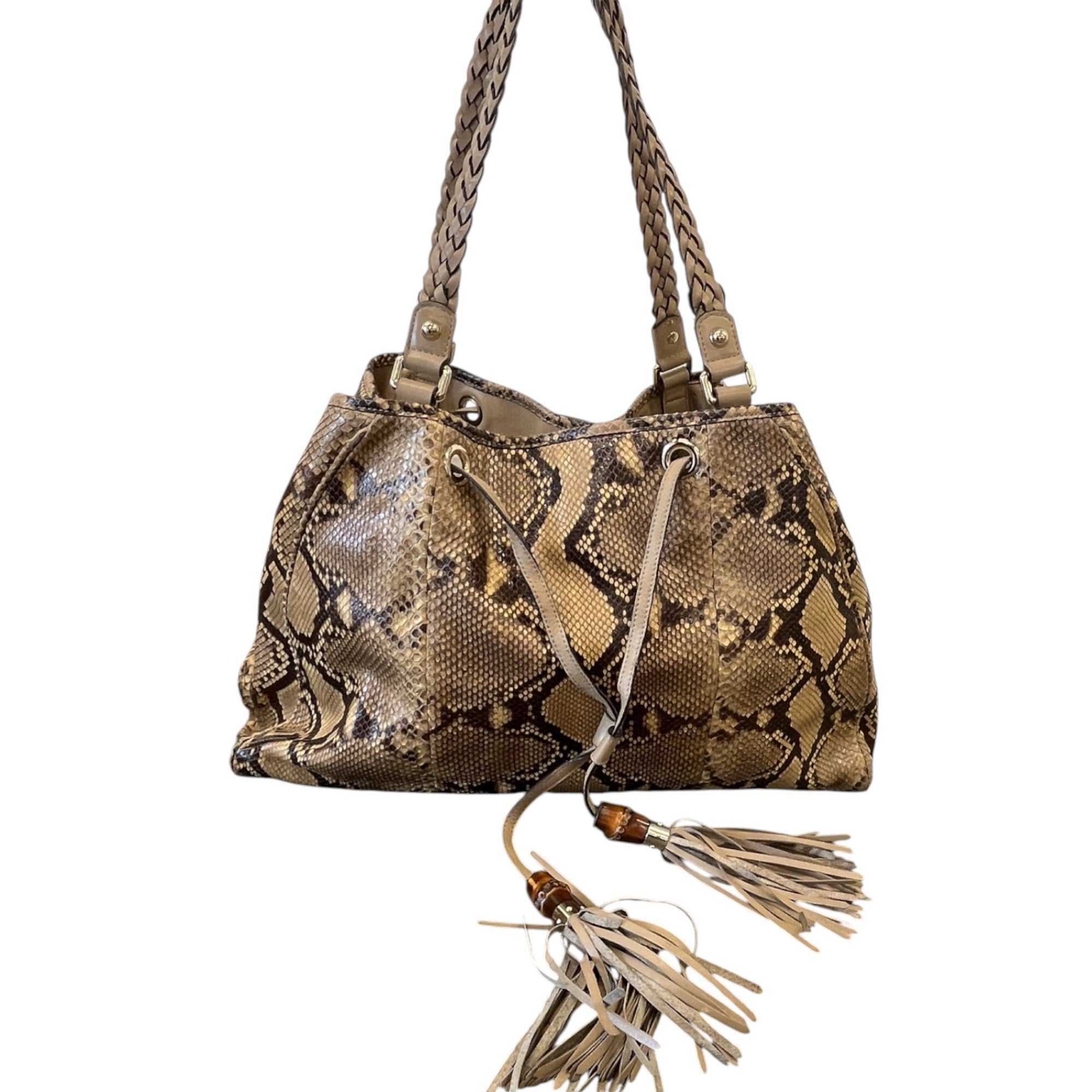 Women's Python Skin Tassle Bag Brown