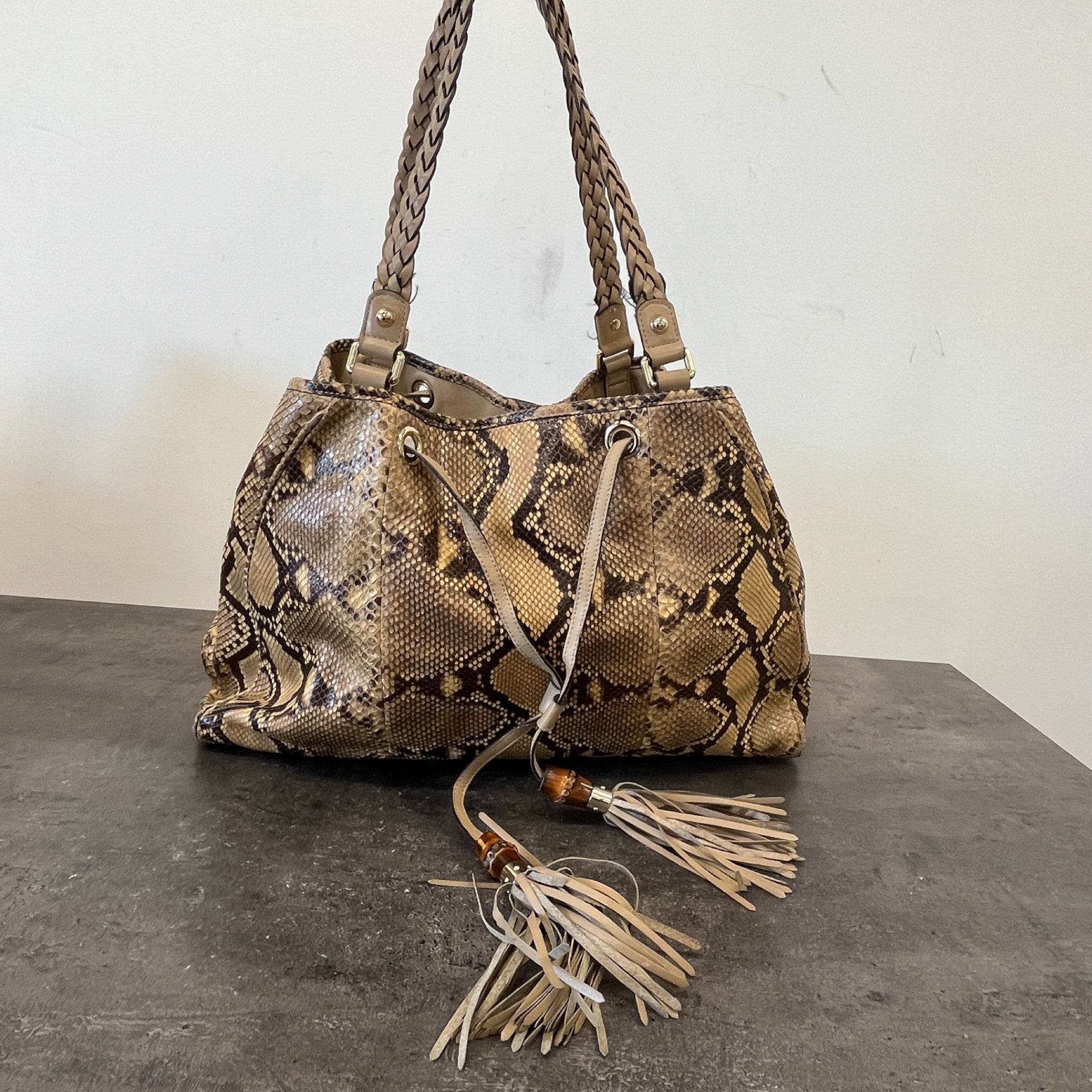 Women's Python Skin Tassle Bag Brown