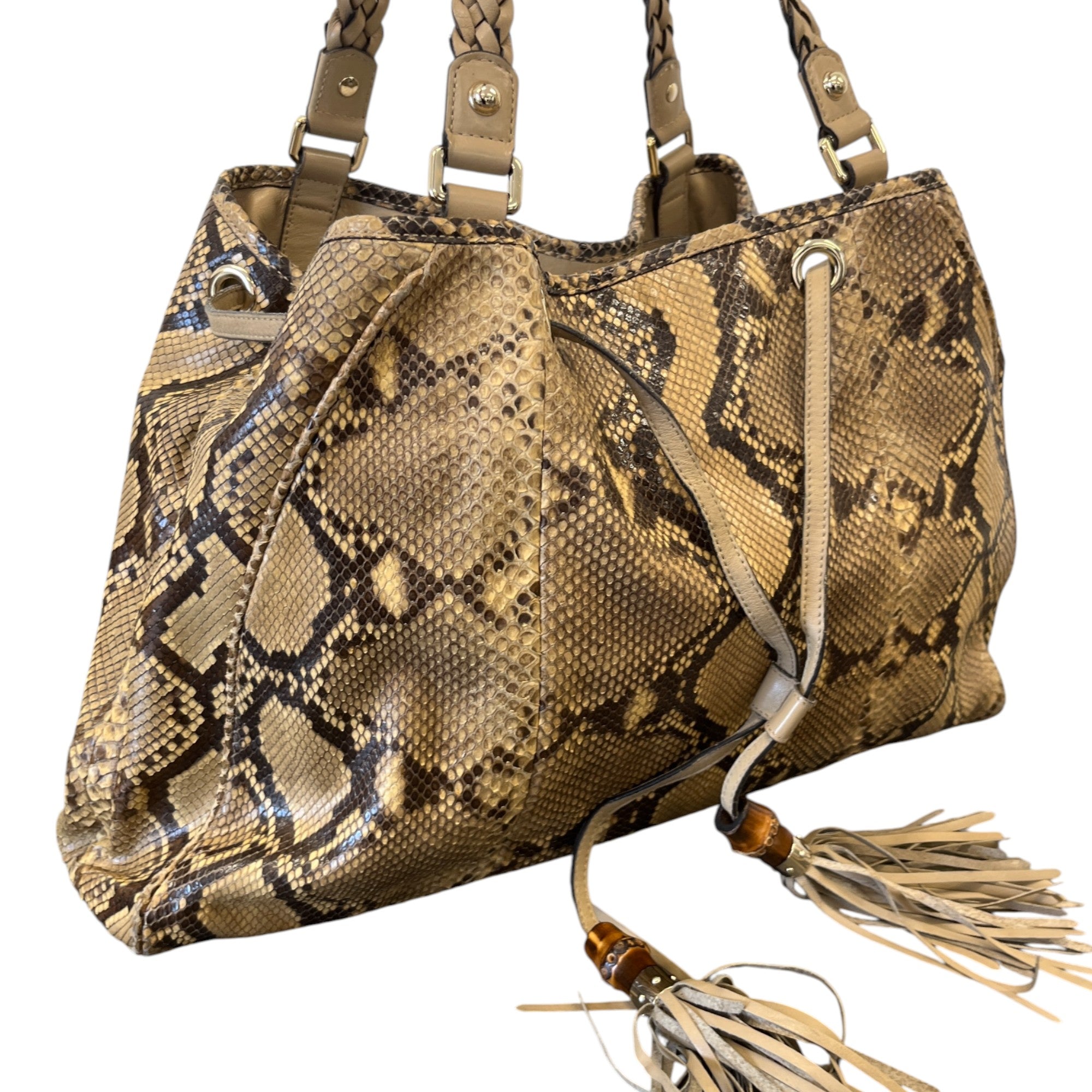 Women's Python Skin Tassle Bag Brown