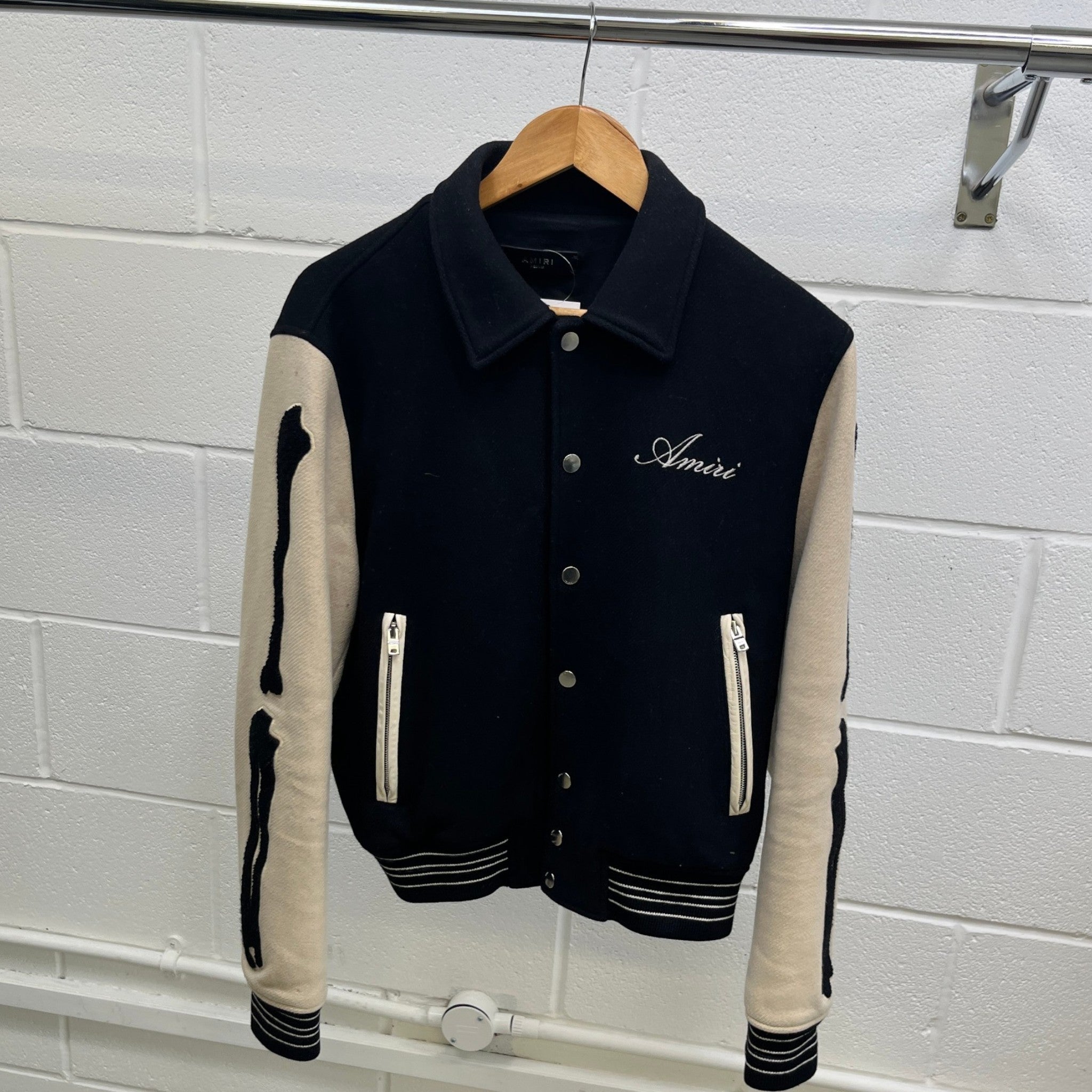 Men's Varsity Bones Jacket Black Size M