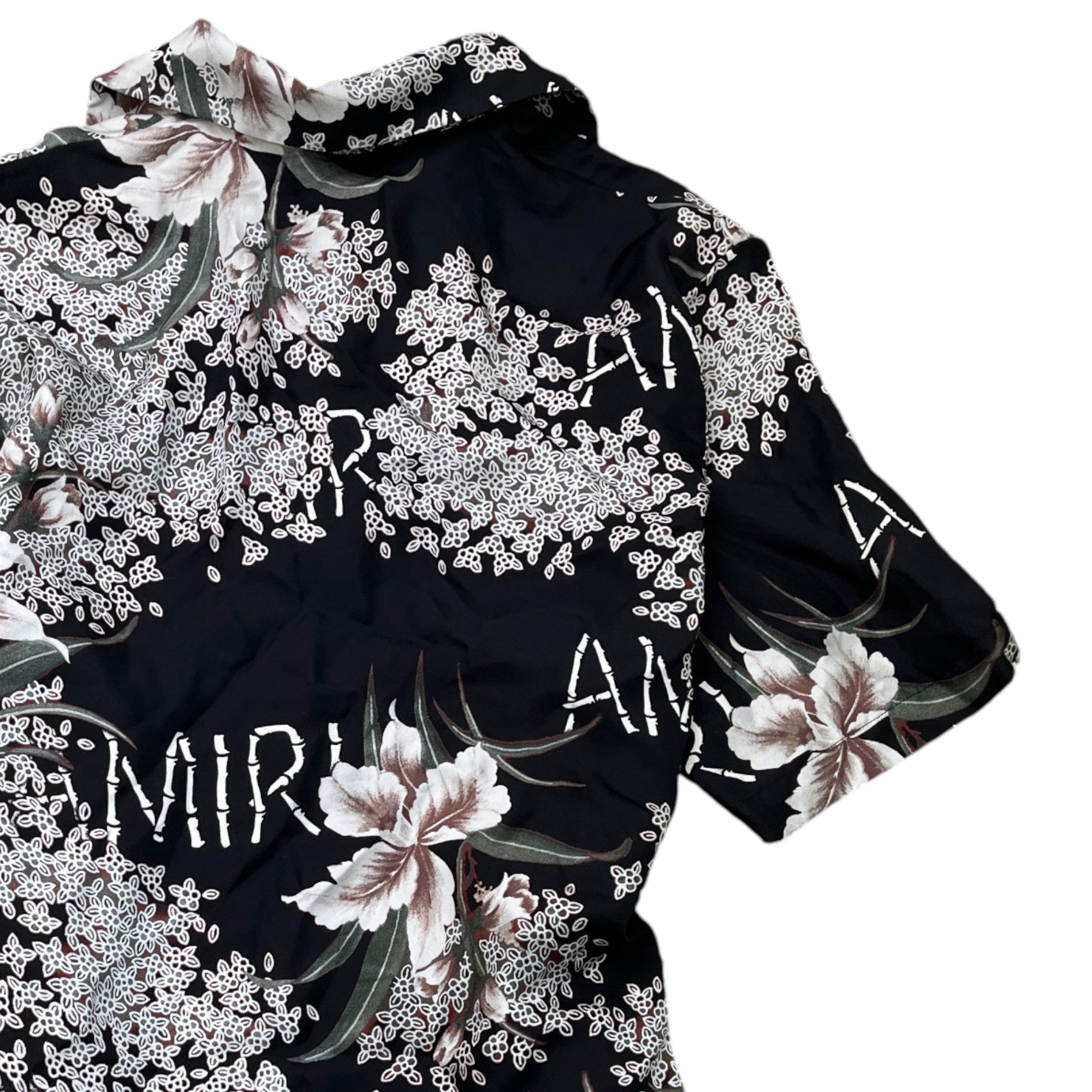 Men's Hibiscus Tiki Print Shirt Black Size IT 46 / UK S