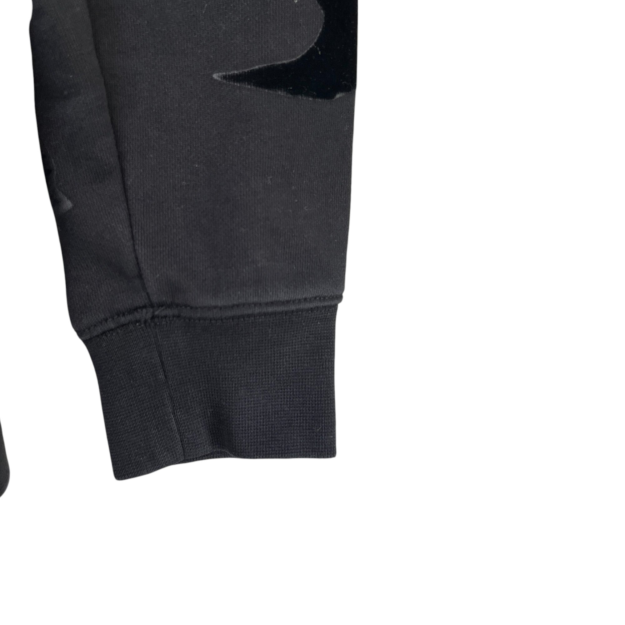 Men's Velour Swallow Print Jumper Black Size XS