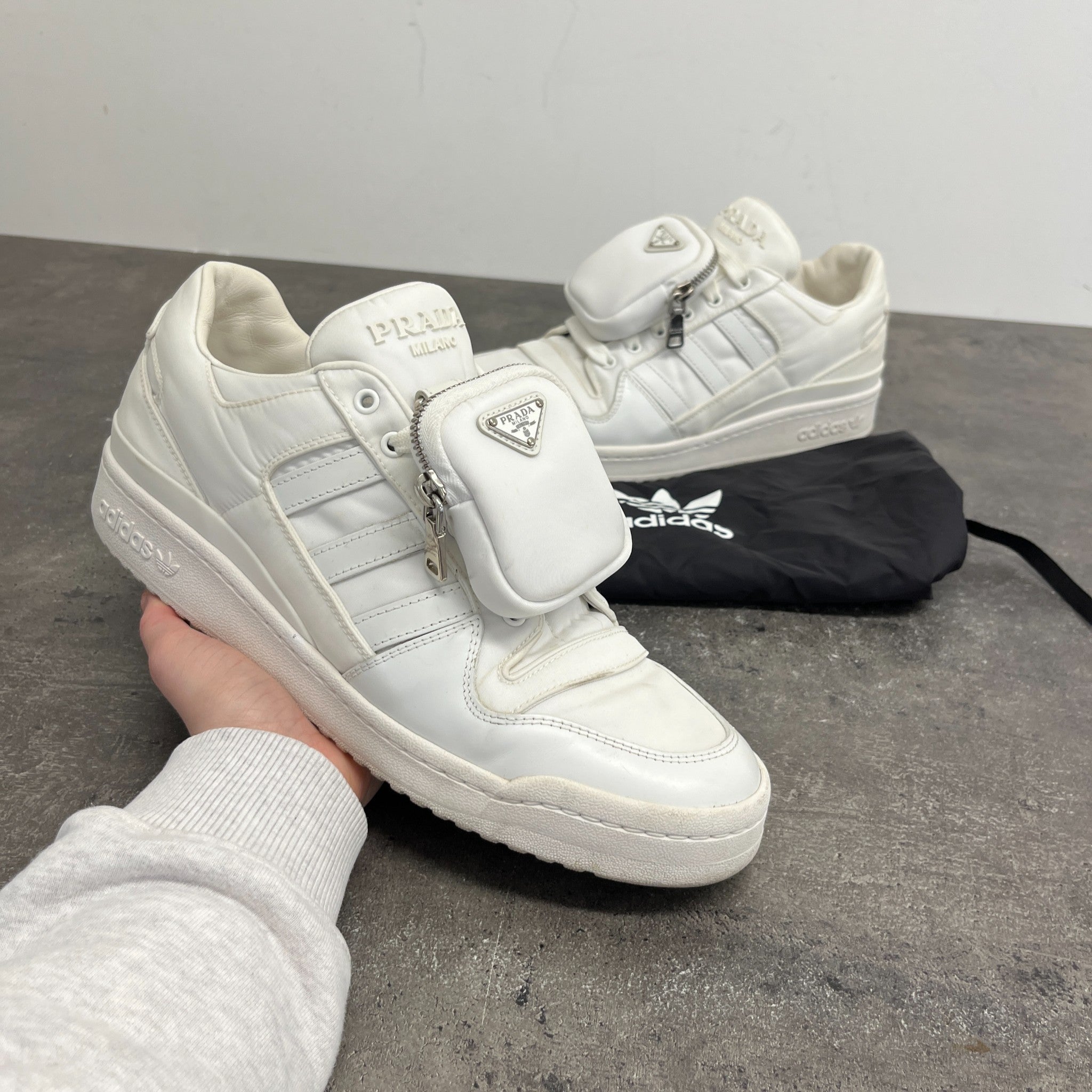 Men's X Adidas Re-Nylon Forum Detachable Pouch Low Trainers White Size EU 44 / UK 10