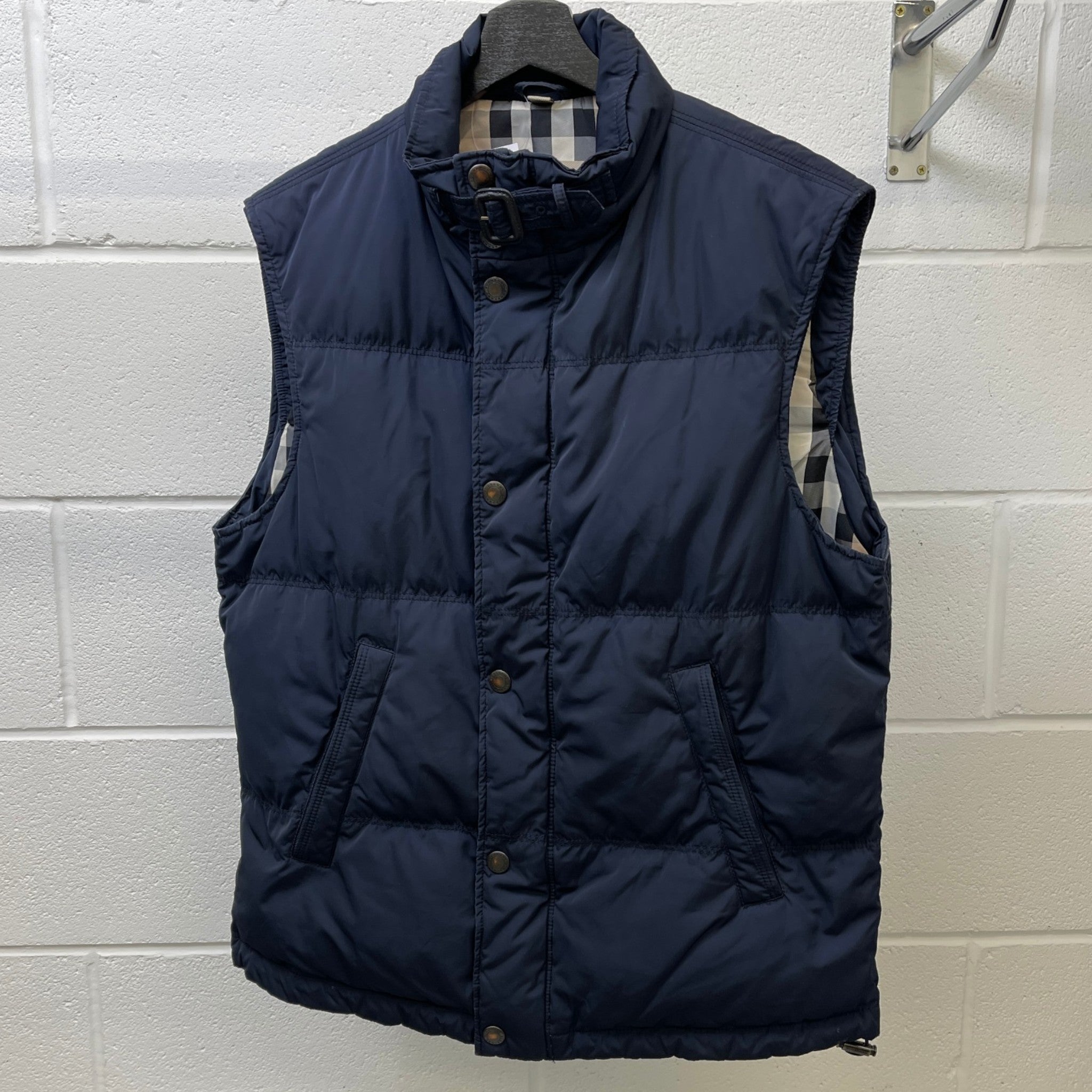 Men's Vintage Check Gilet Navy Size M