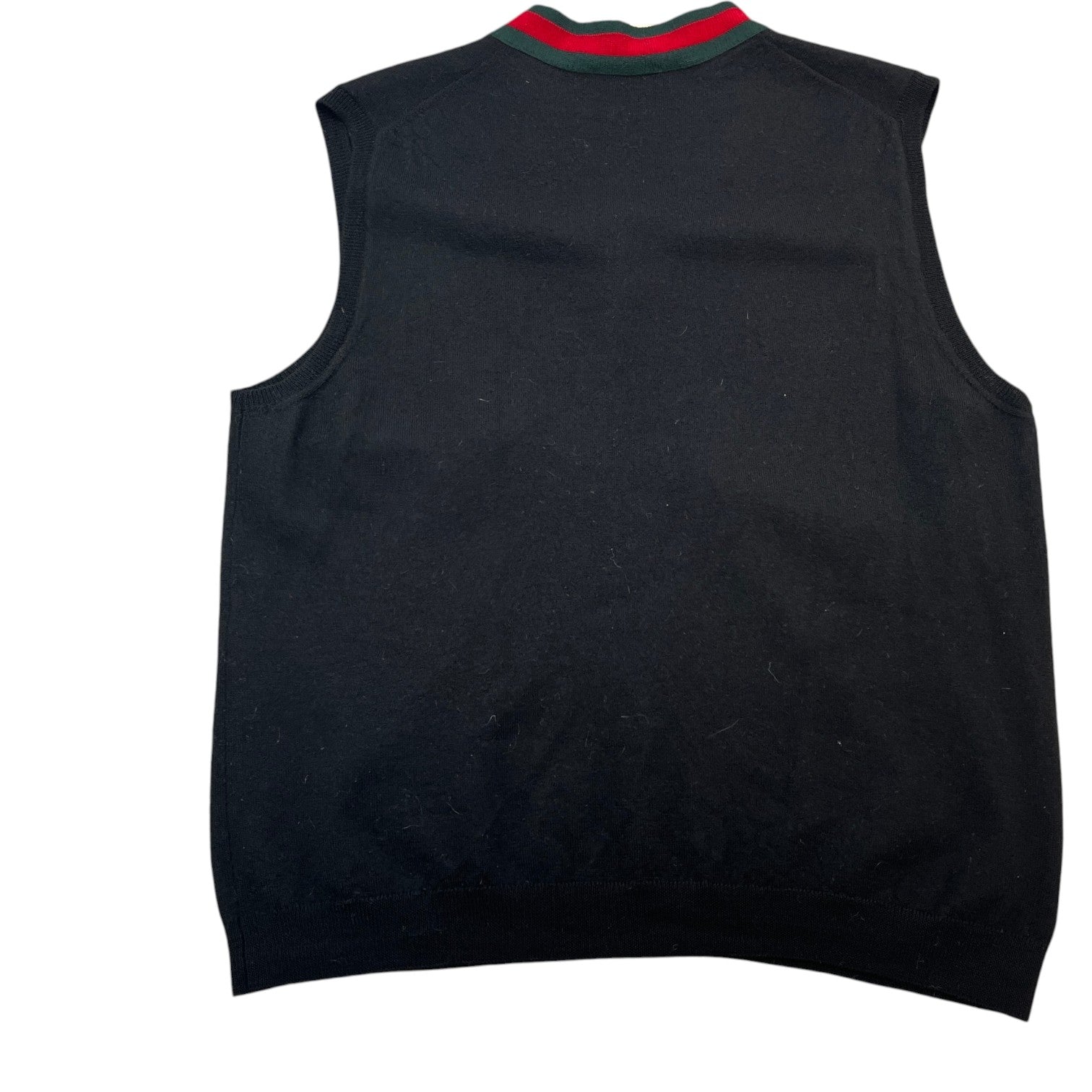 Men's Web Stripe V Neck Vest Black Size XL