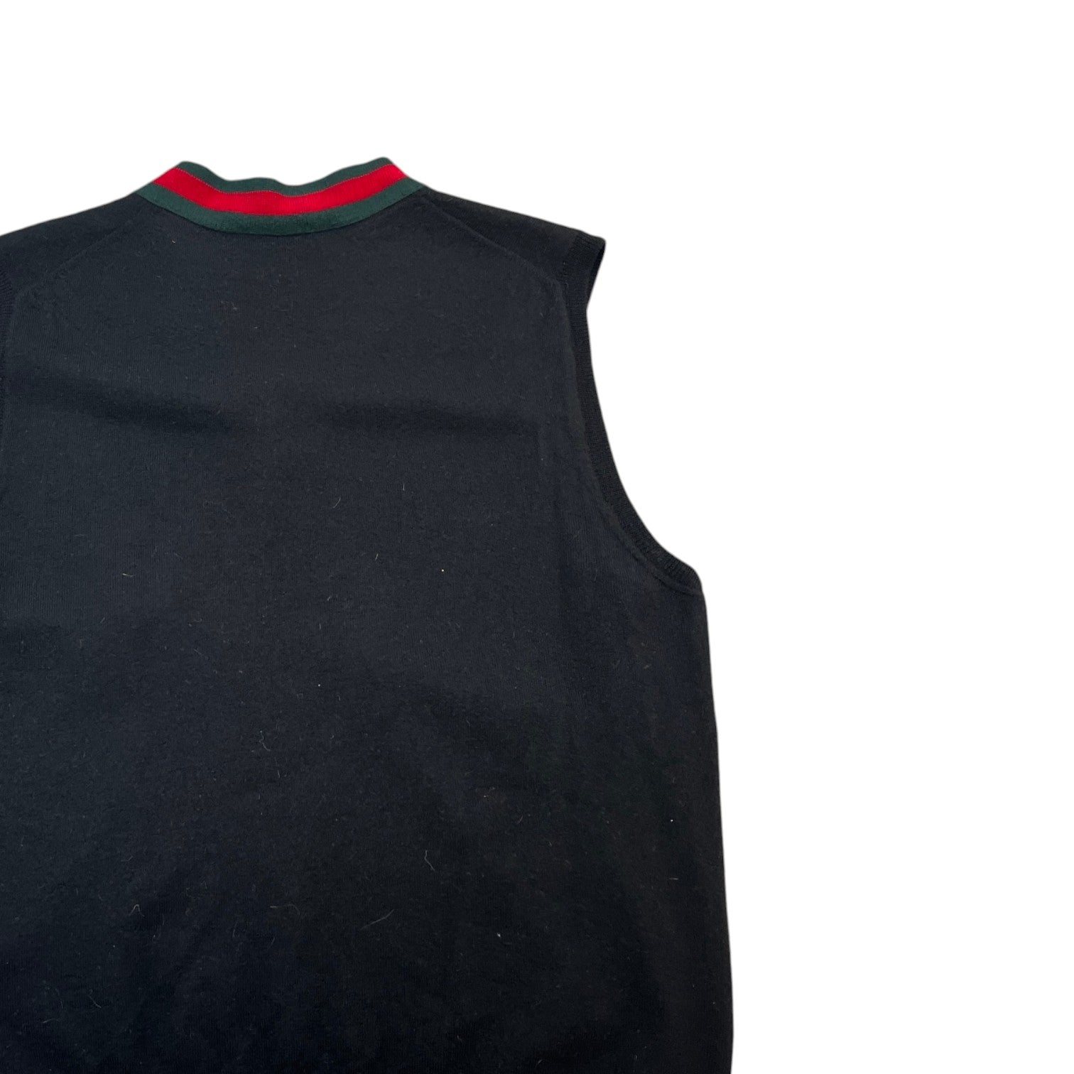 Men's Web Stripe V Neck Vest Black Size XL