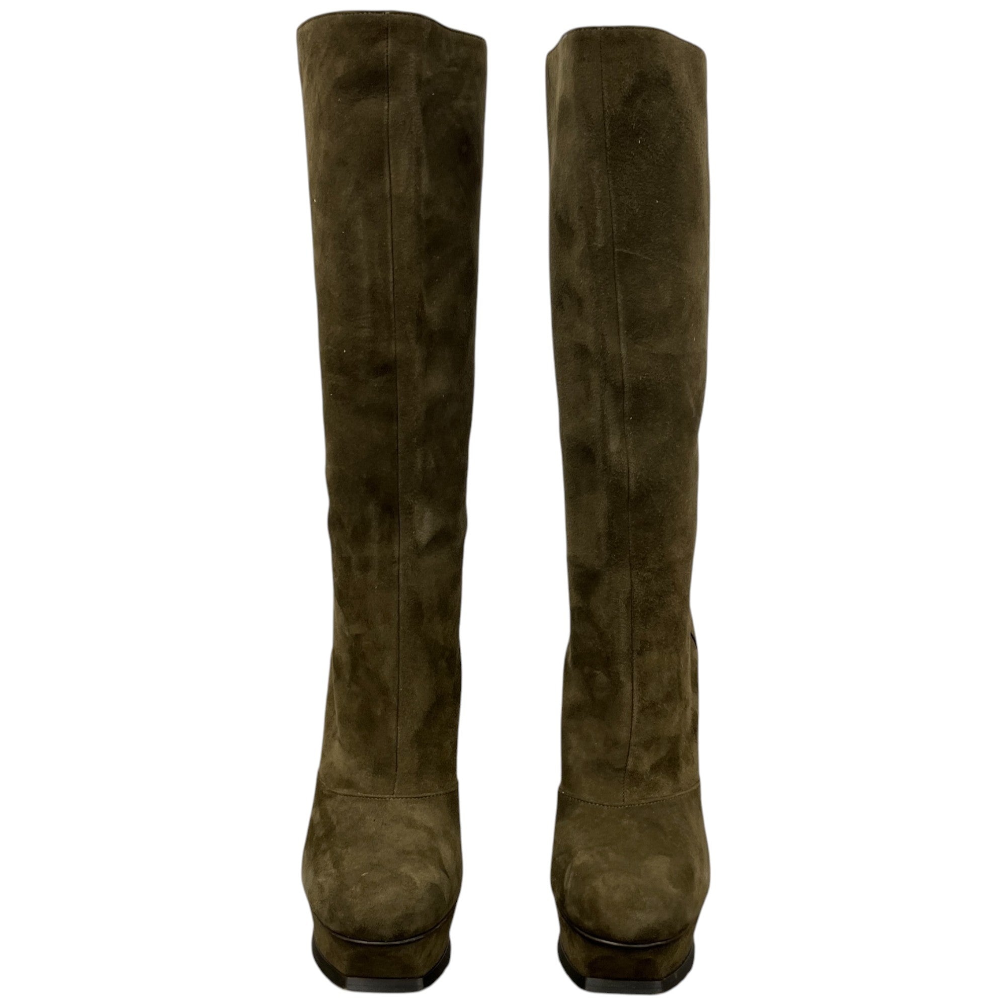 Women's Heeled Knee High Boots Khaki Size EU 37.5 / UK 4.5