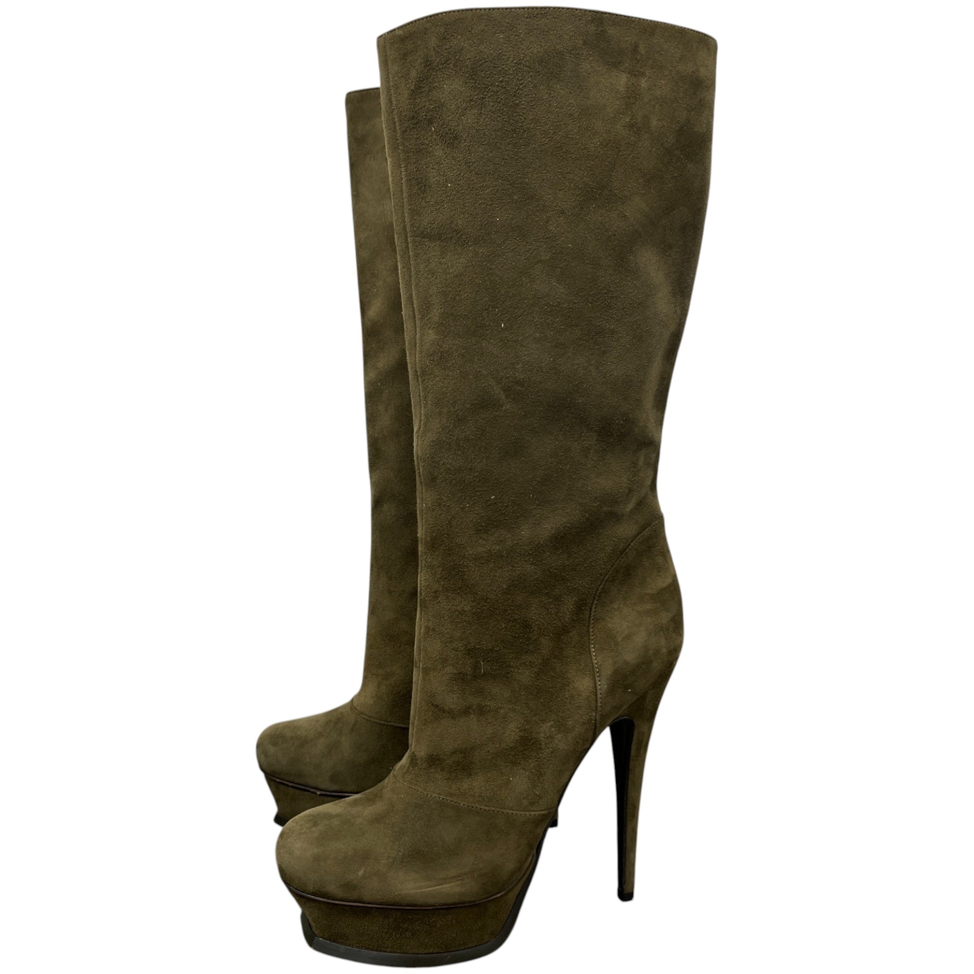 Women's Heeled Knee High Boots Khaki Size EU 37.5 / UK 4.5