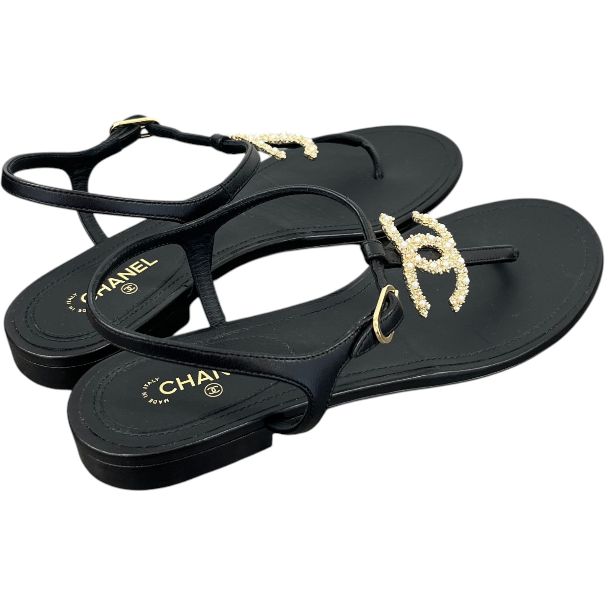 Women's Cc Logo Pear Sandals Black Size EU 40.5 / 7.5