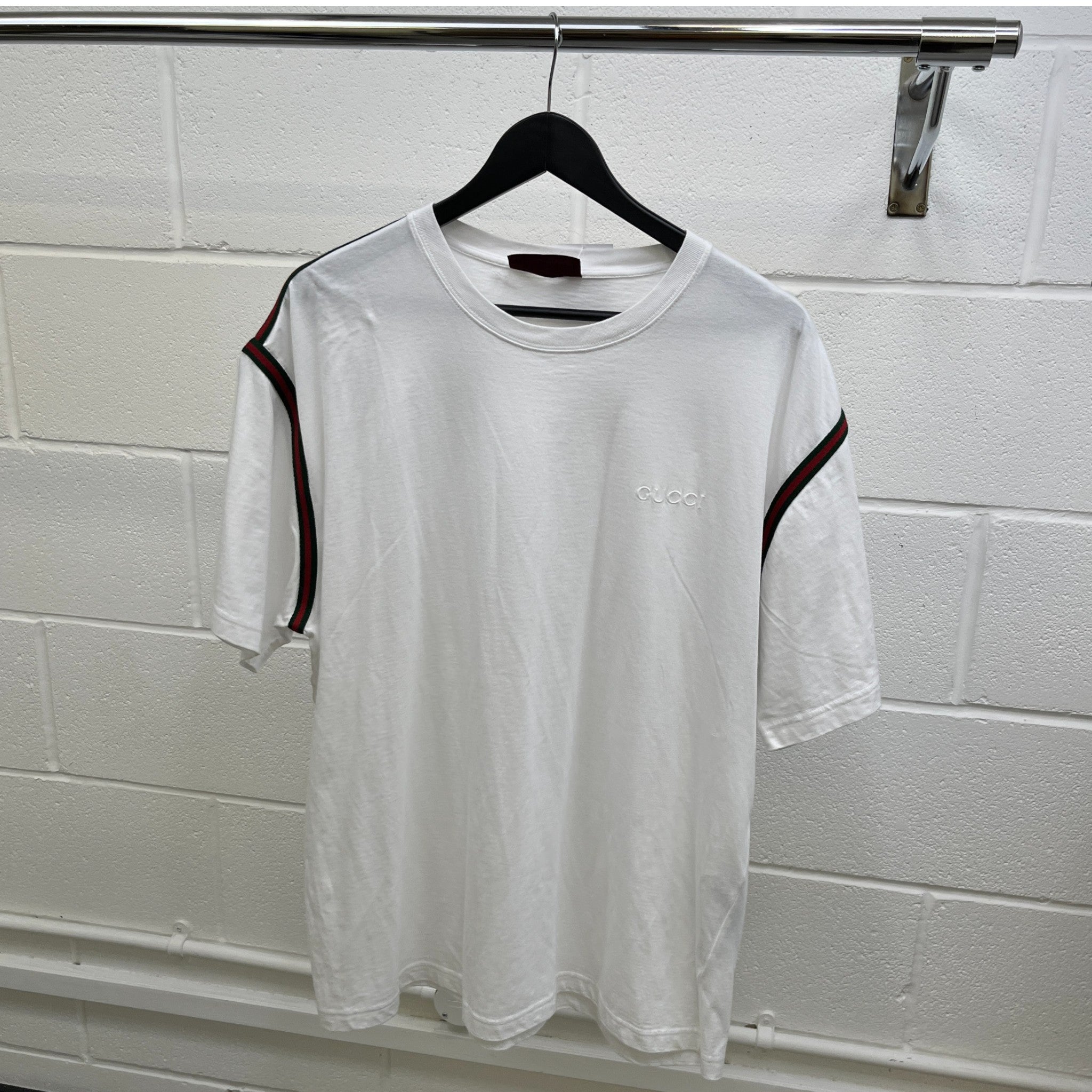 Men's Embroidered Logo T-Shirt White Size XXL