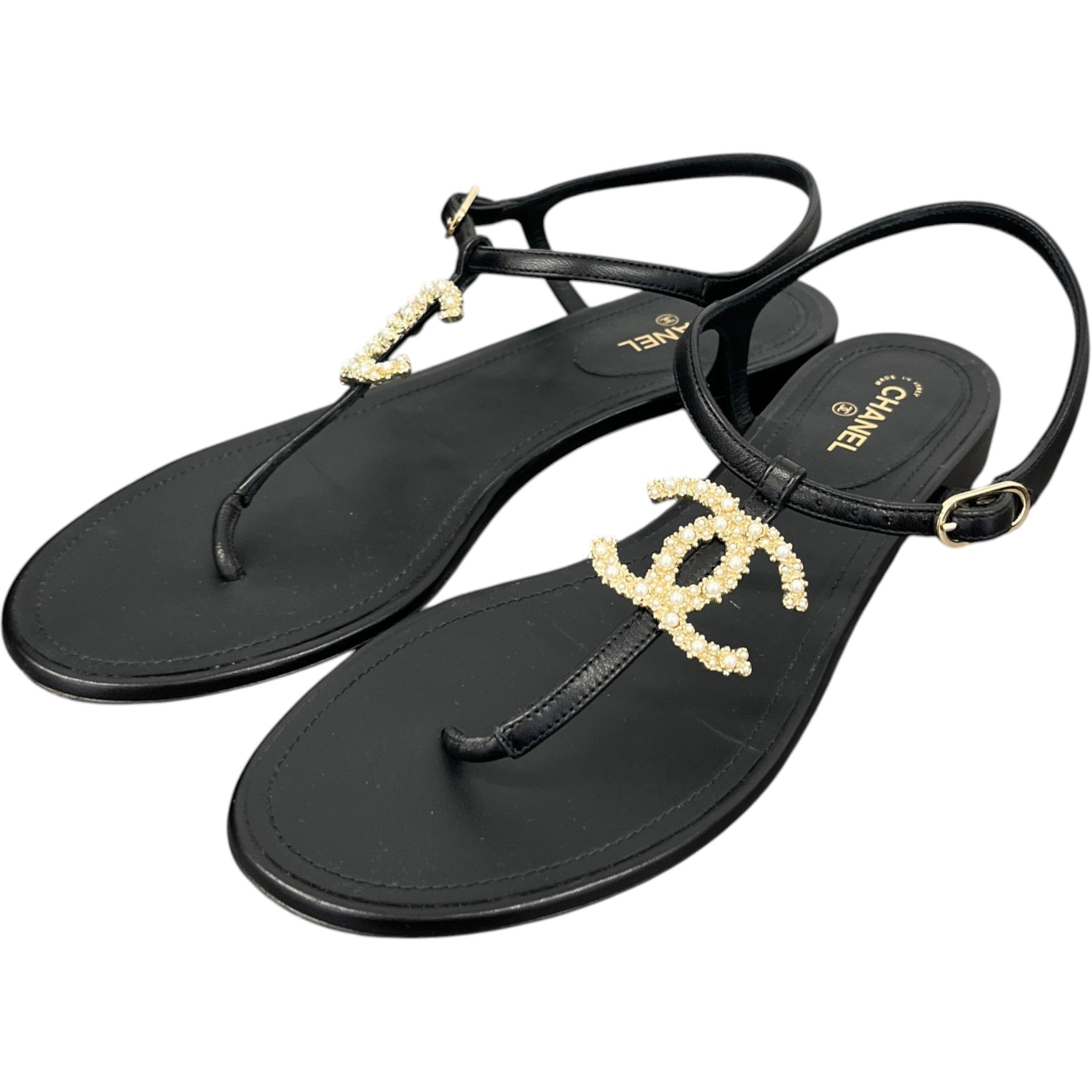Women's Cc Logo Pear Sandals Black Size EU 40.5 / 7.5