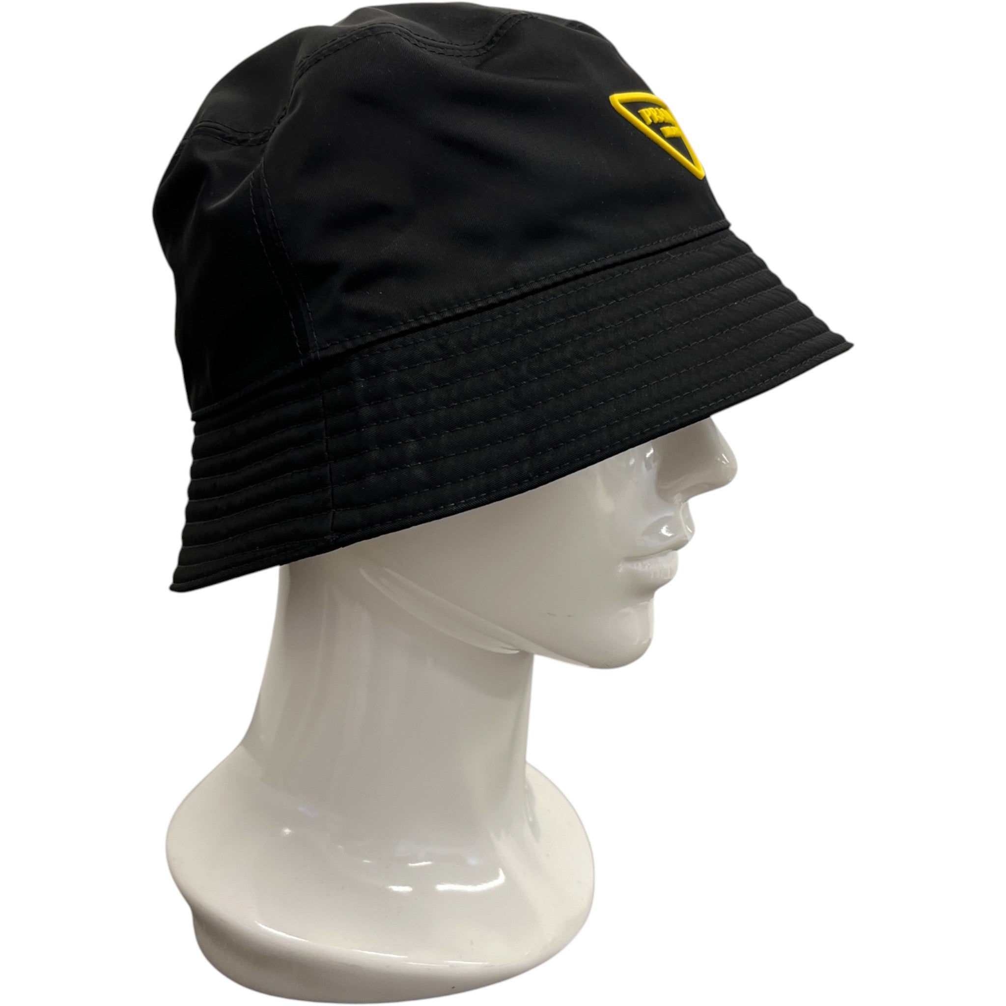 Men's Triangle Logo Nylon Bucket Hat Black