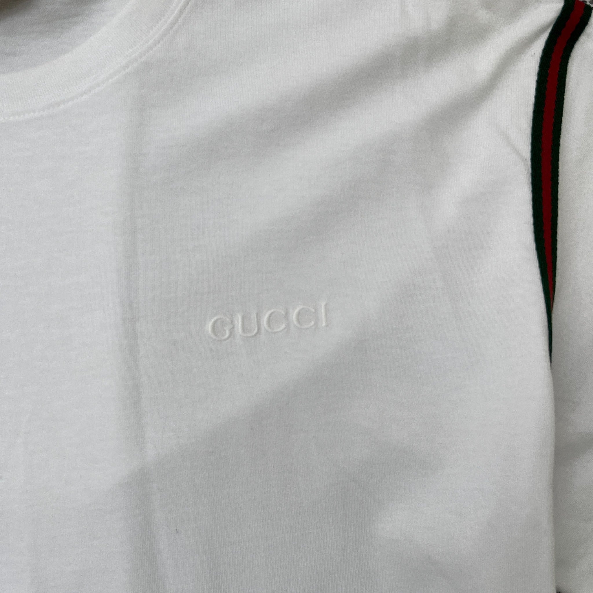 Men's Embroidered Logo T-Shirt White Size XXL