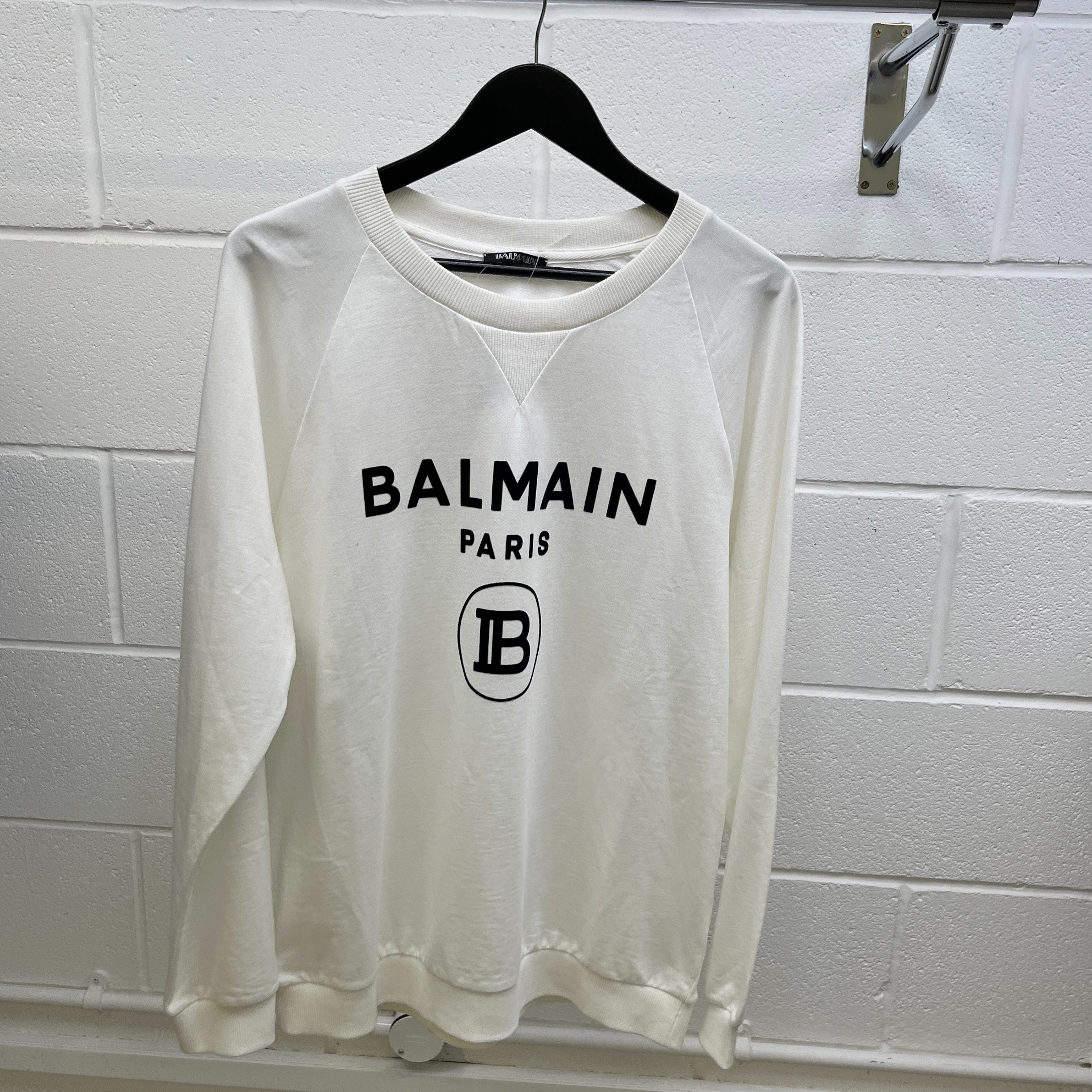 Men's Logo Print Jumper White Size M