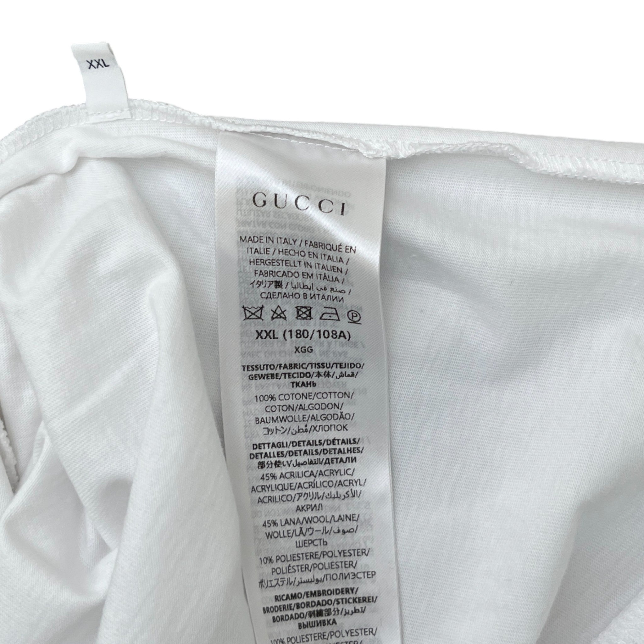 Men's Embroidered Logo T-Shirt White Size XXL