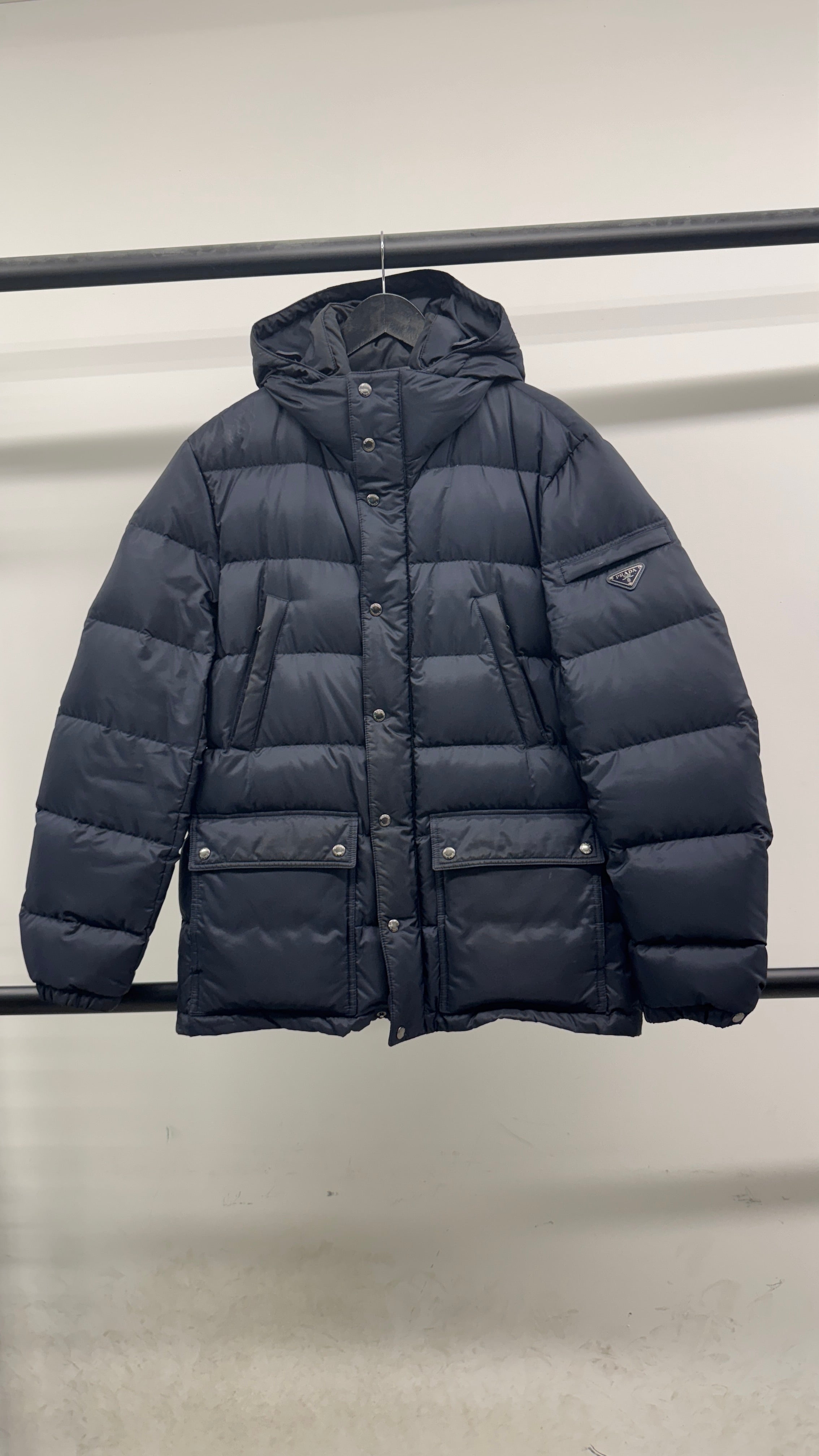 Men's Plaque Logo Down Jacket Navy Size IT 50 / L