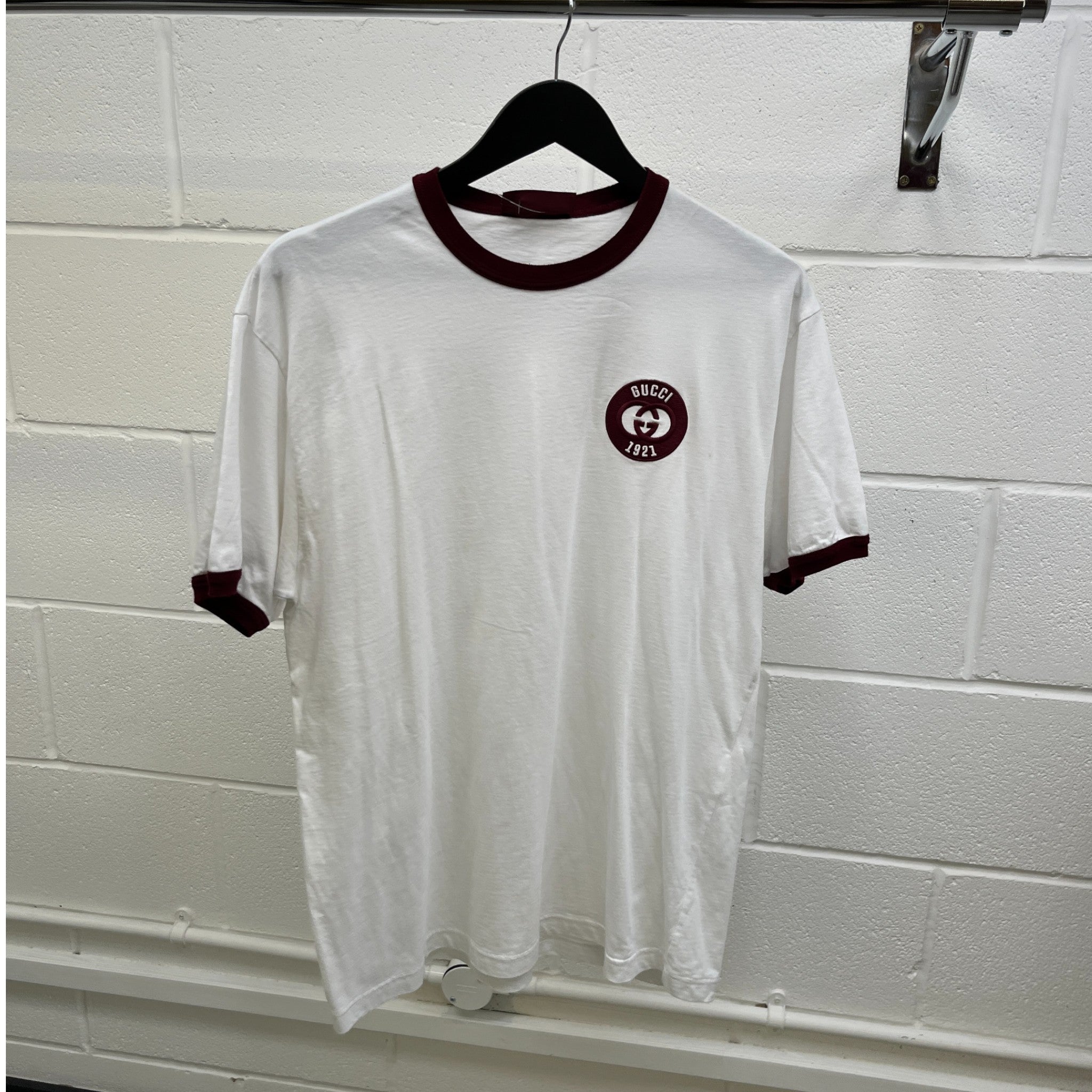 Men's Embroidered Logo T-Shirt White Size M