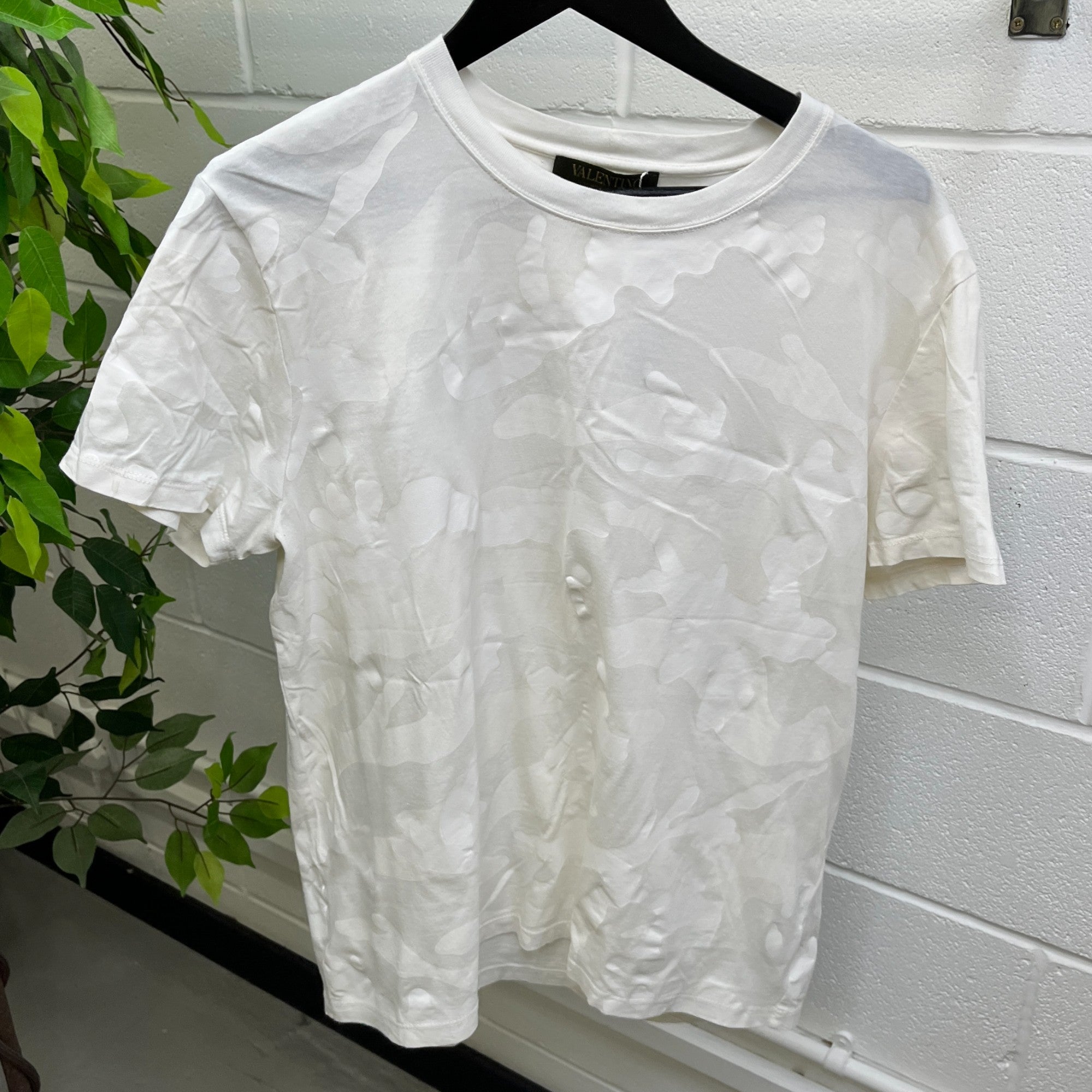 Men's Camouflage Logo Print T-Shirt White Size L