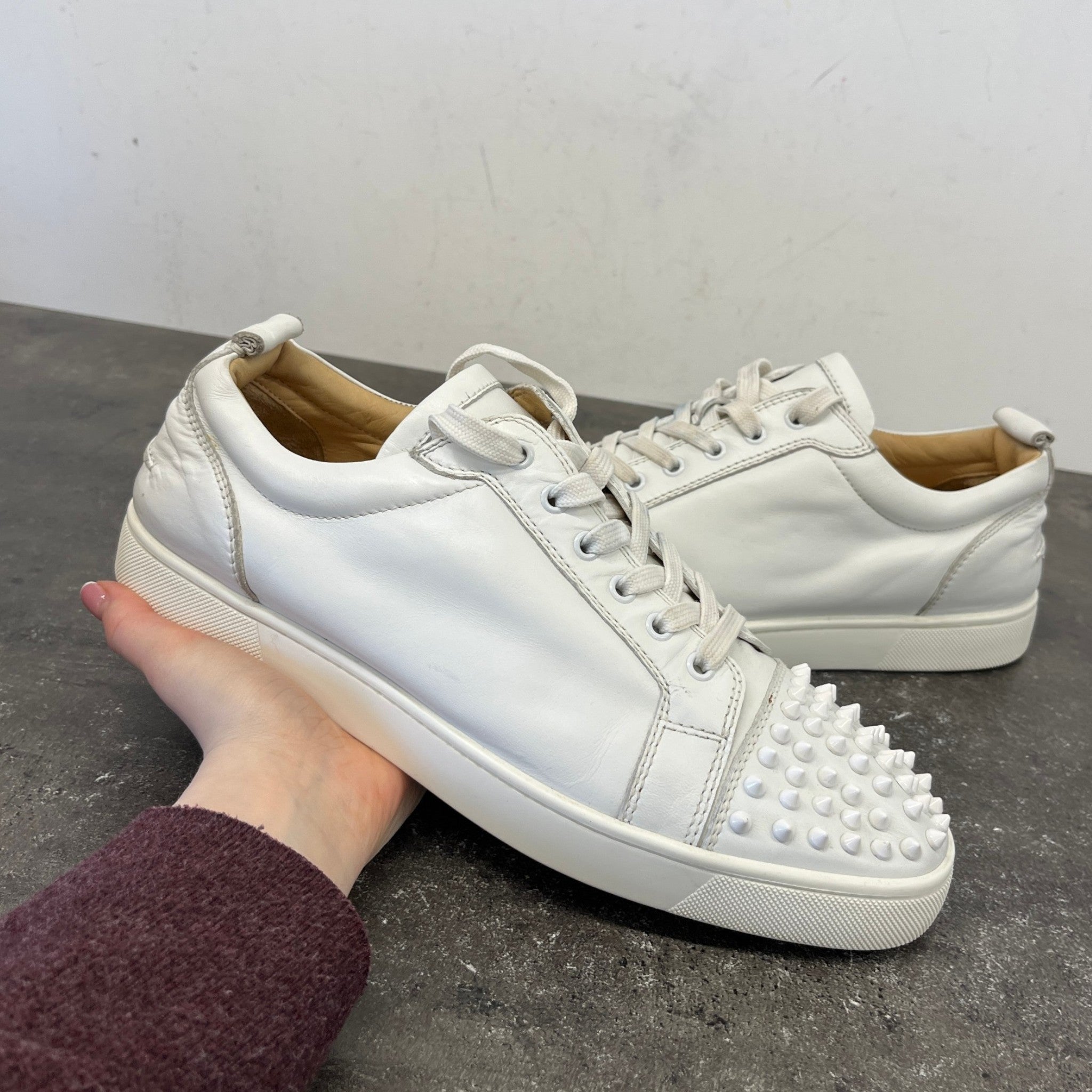 Men's Louis Spikes Flat Low Trainers White Size EU 45 / UK 11
