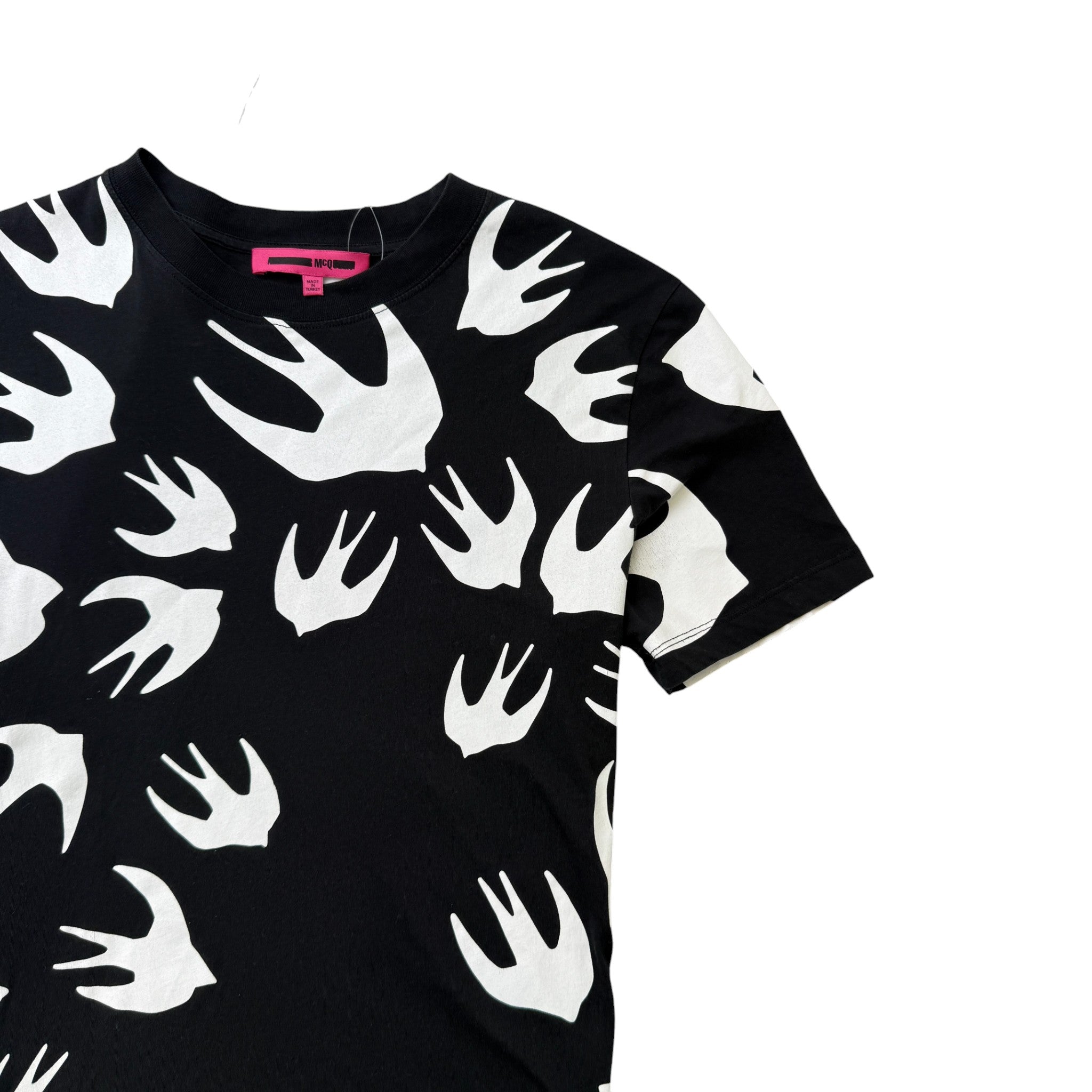 Men's Swallow Print T-Shirt Black Size S