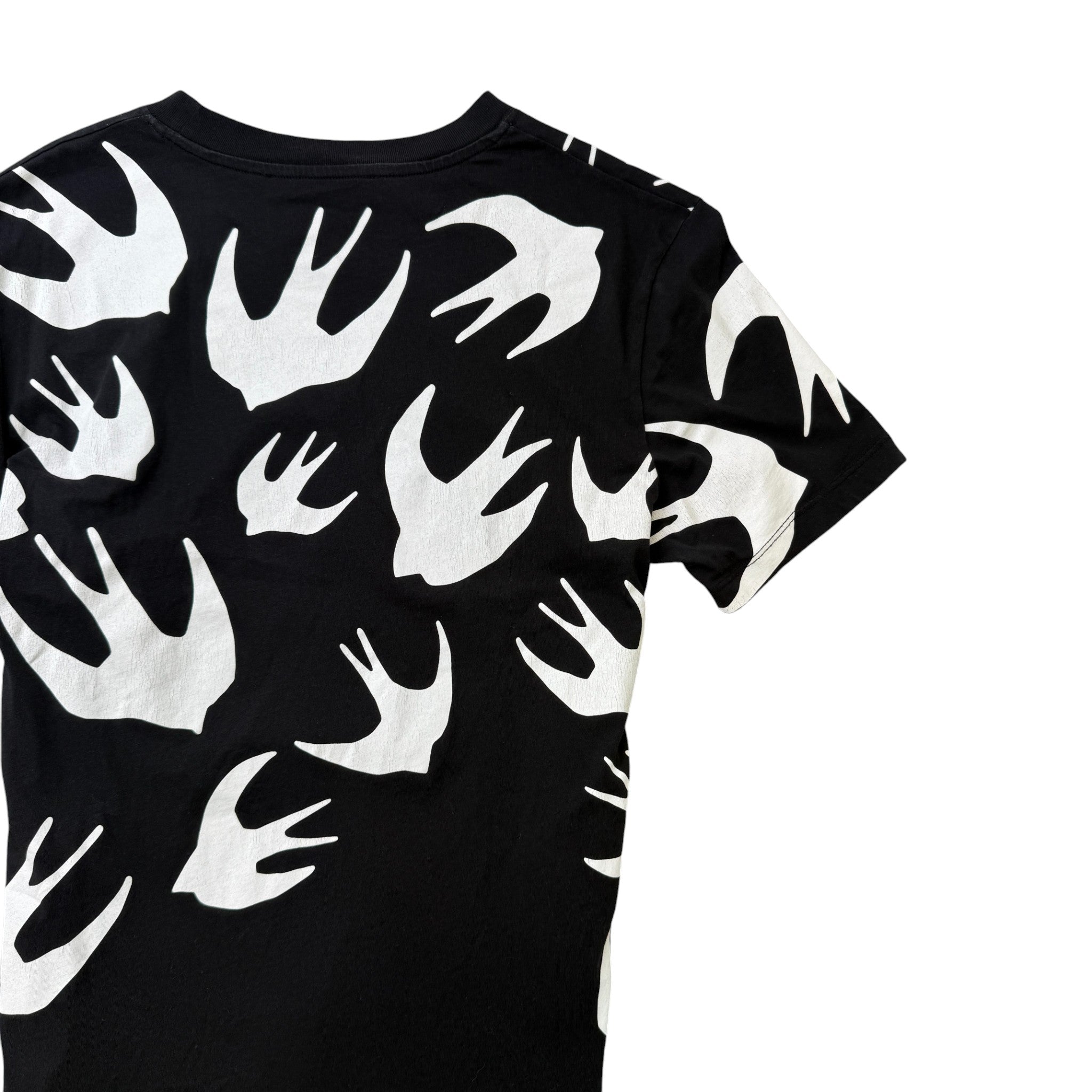 Men's Swallow Print T-Shirt Black Size S