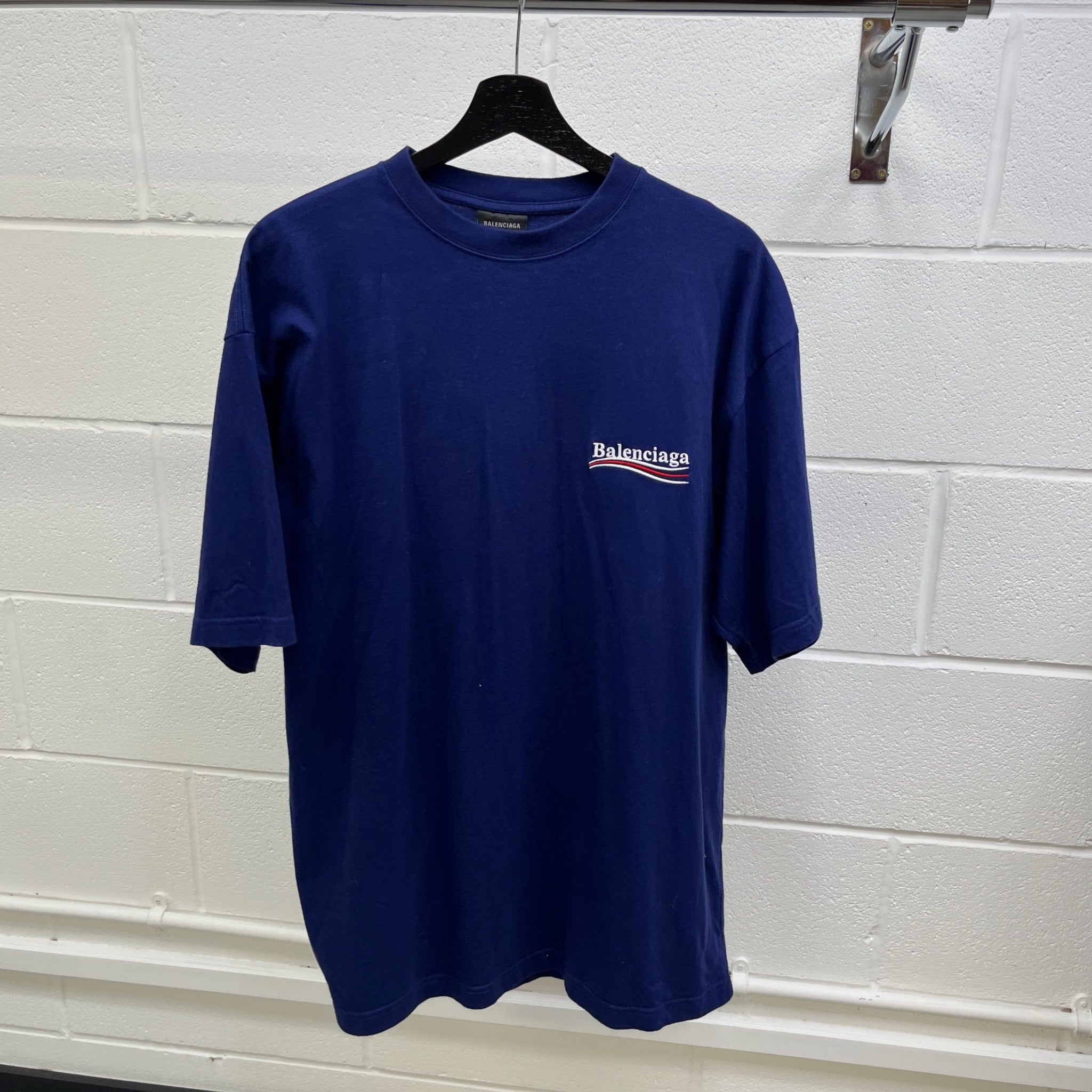 Men's Embroidered Logo T-Shirt Blue Size M