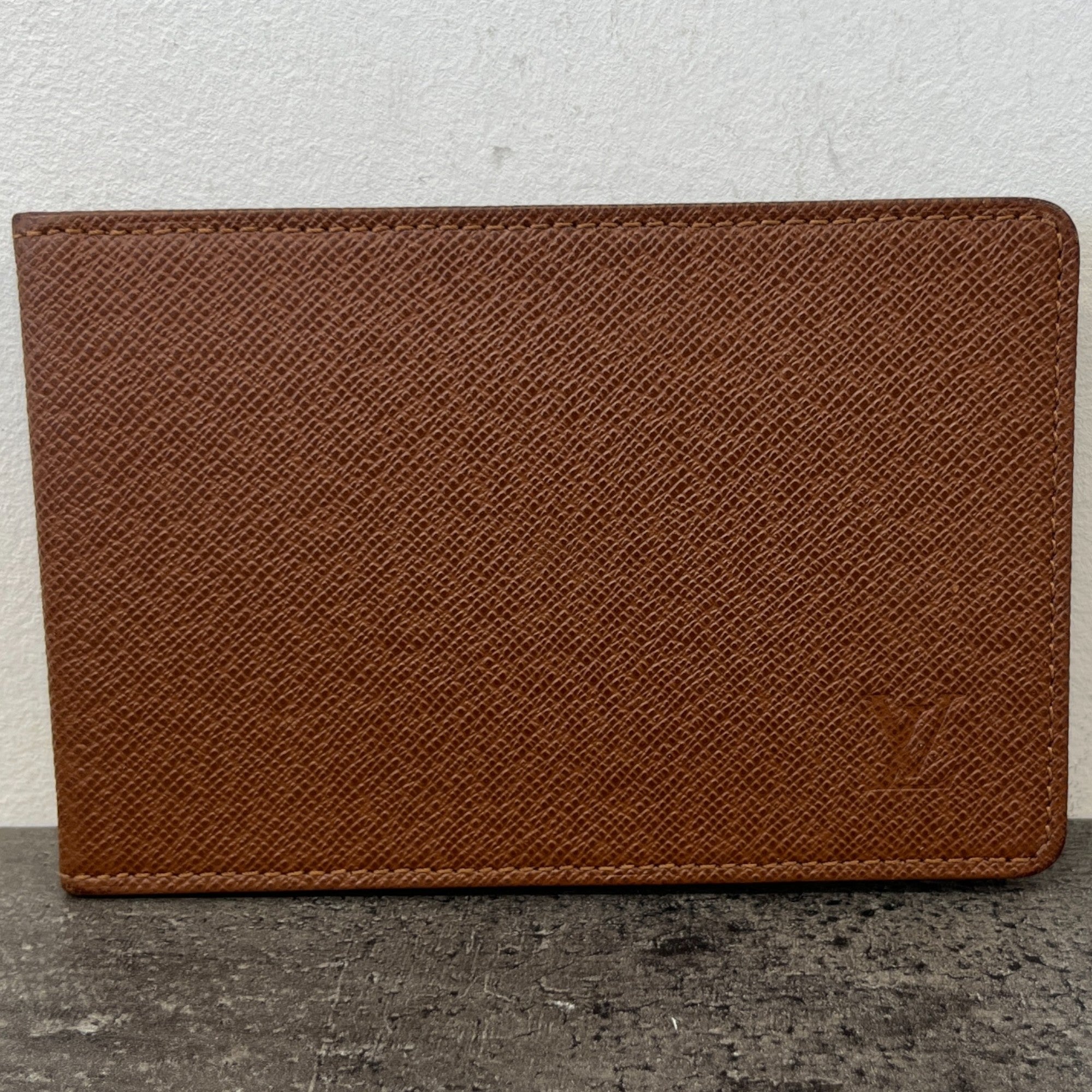 Men's Epi Leather Card Holder Brown
