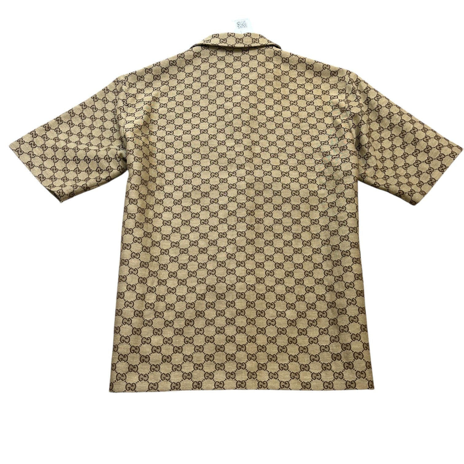 Men's Gg Supreme Short Sleeve Shirt Beige Size IT 48 / UK M