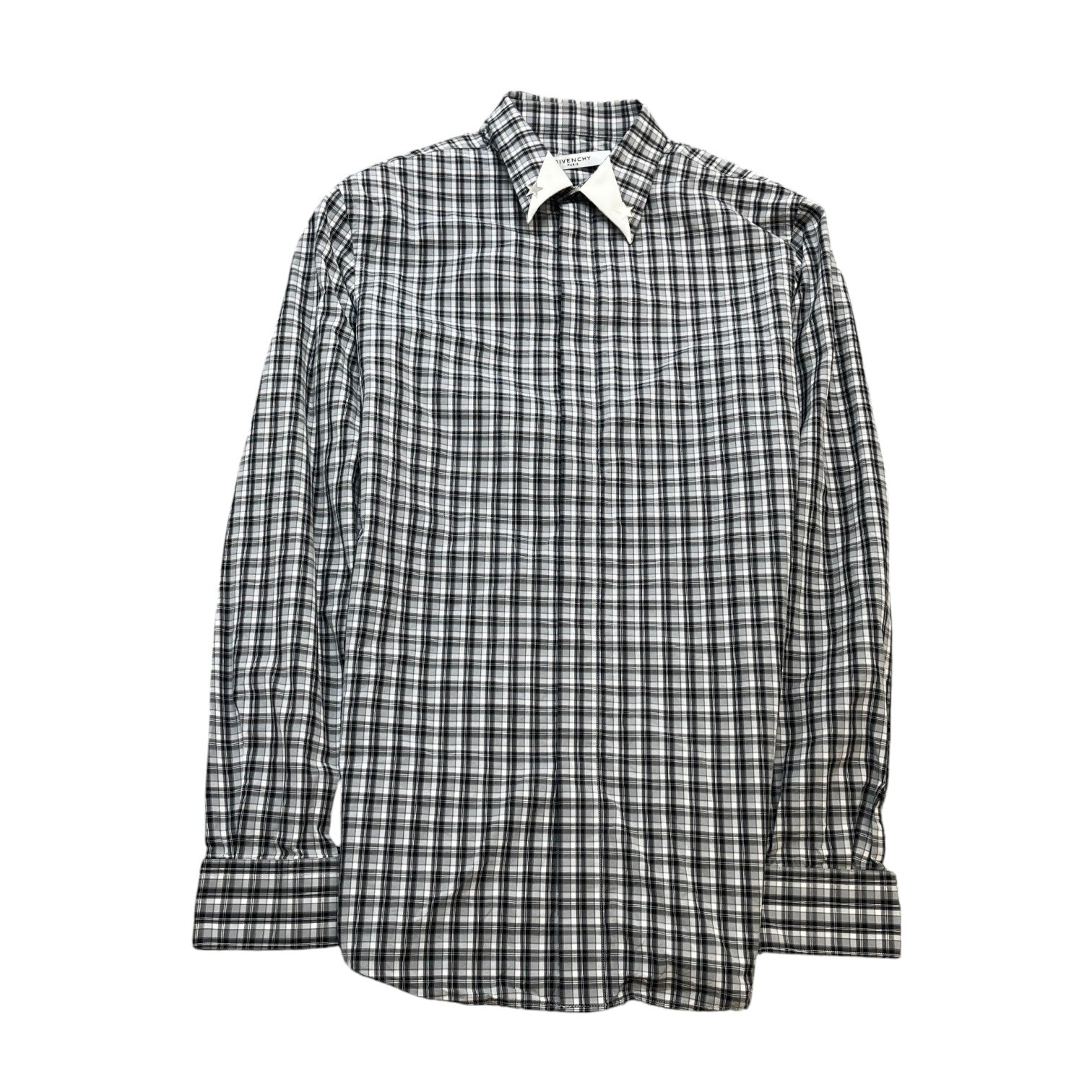 Men's Star Collar Long Sleeve Shirt Grey Size S