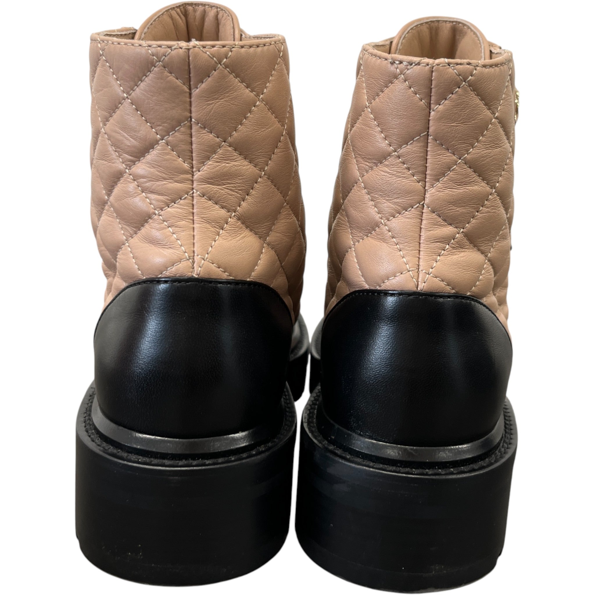 Women's Quilted Combat Boots Beige Size EU 37 / UK 4