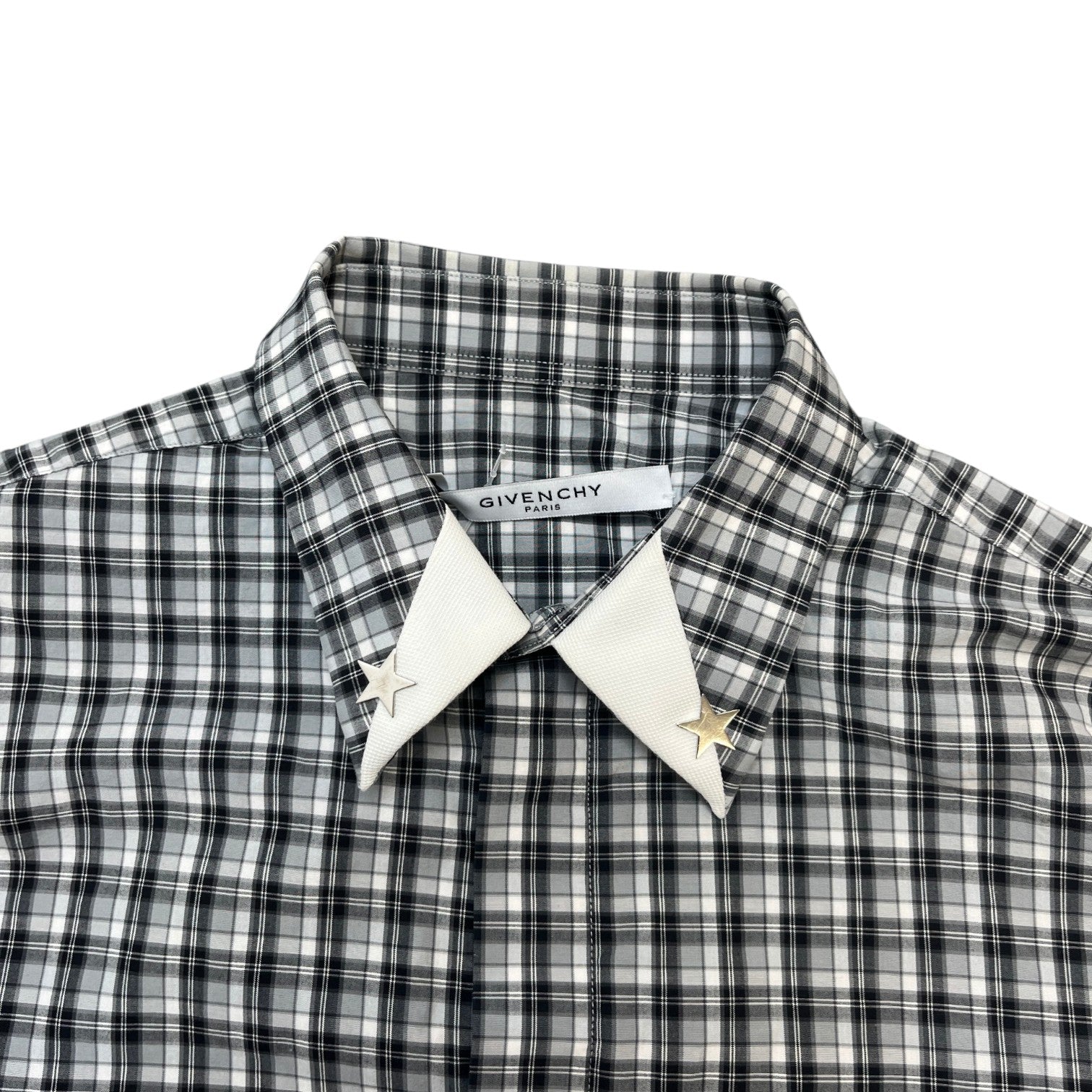 Men's Star Collar Long Sleeve Shirt Grey Size S
