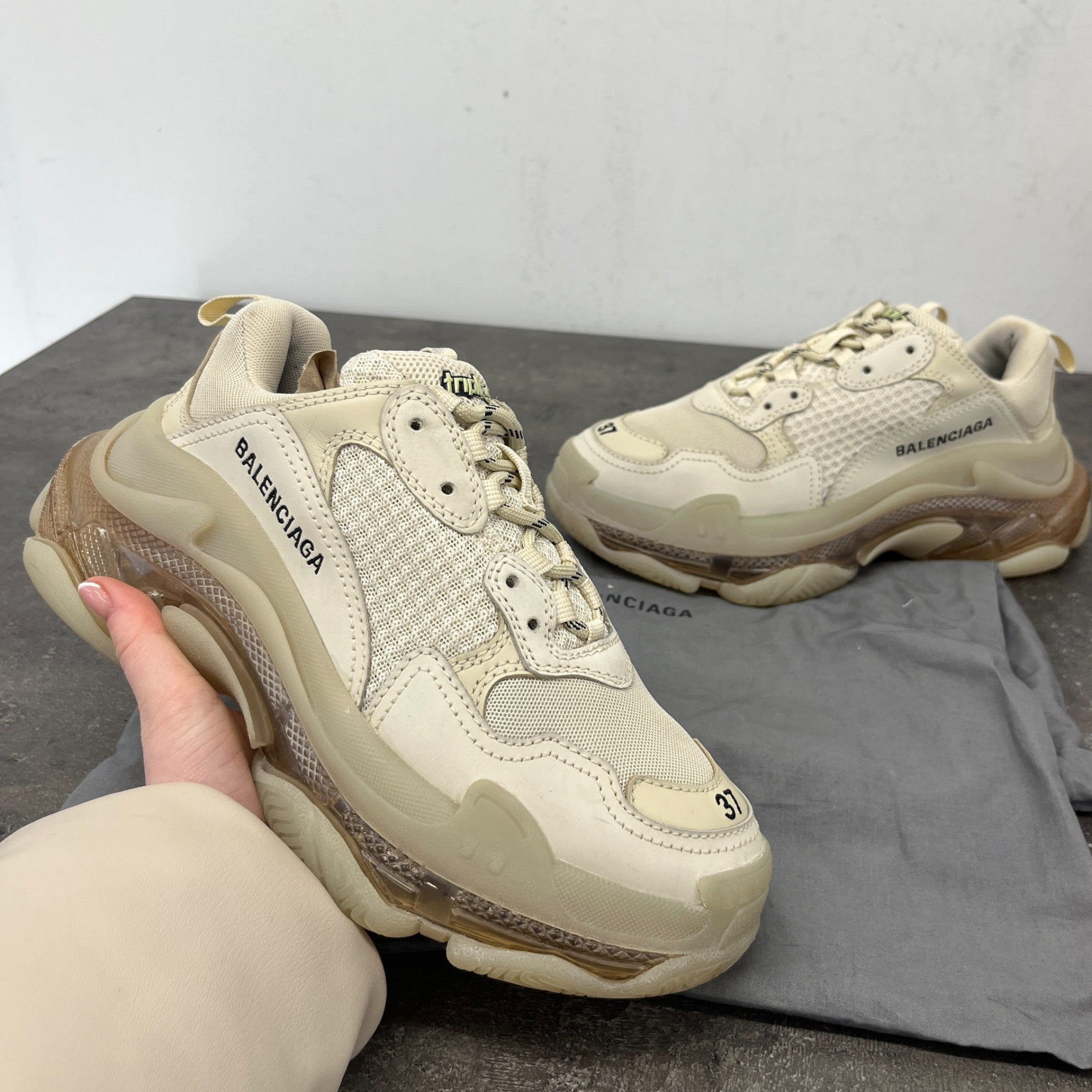 Women's Triple S Low Trainers Beige Size EU 37 / UK 4