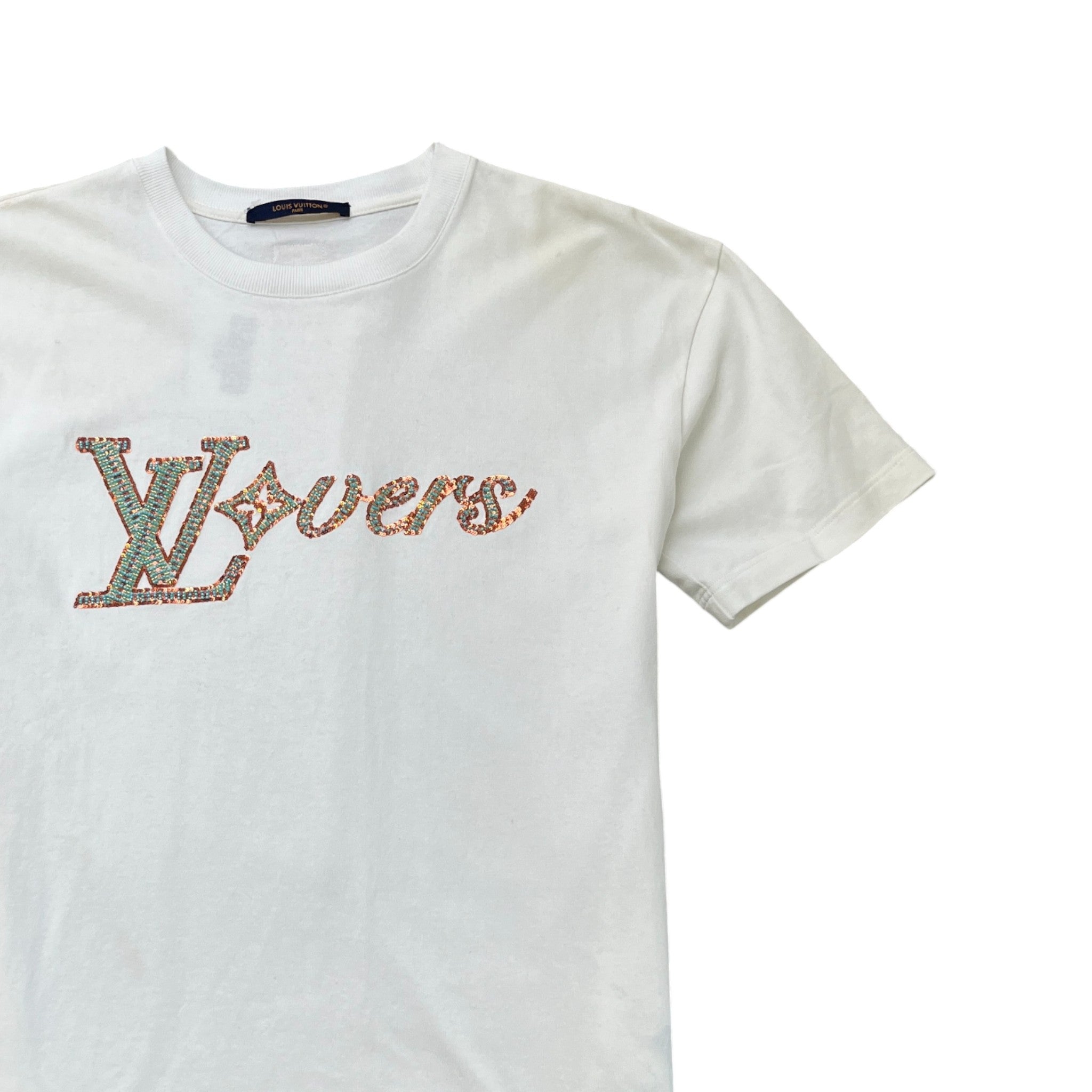 Men's Lovers Embroidered Logo T-Shirt White Size M