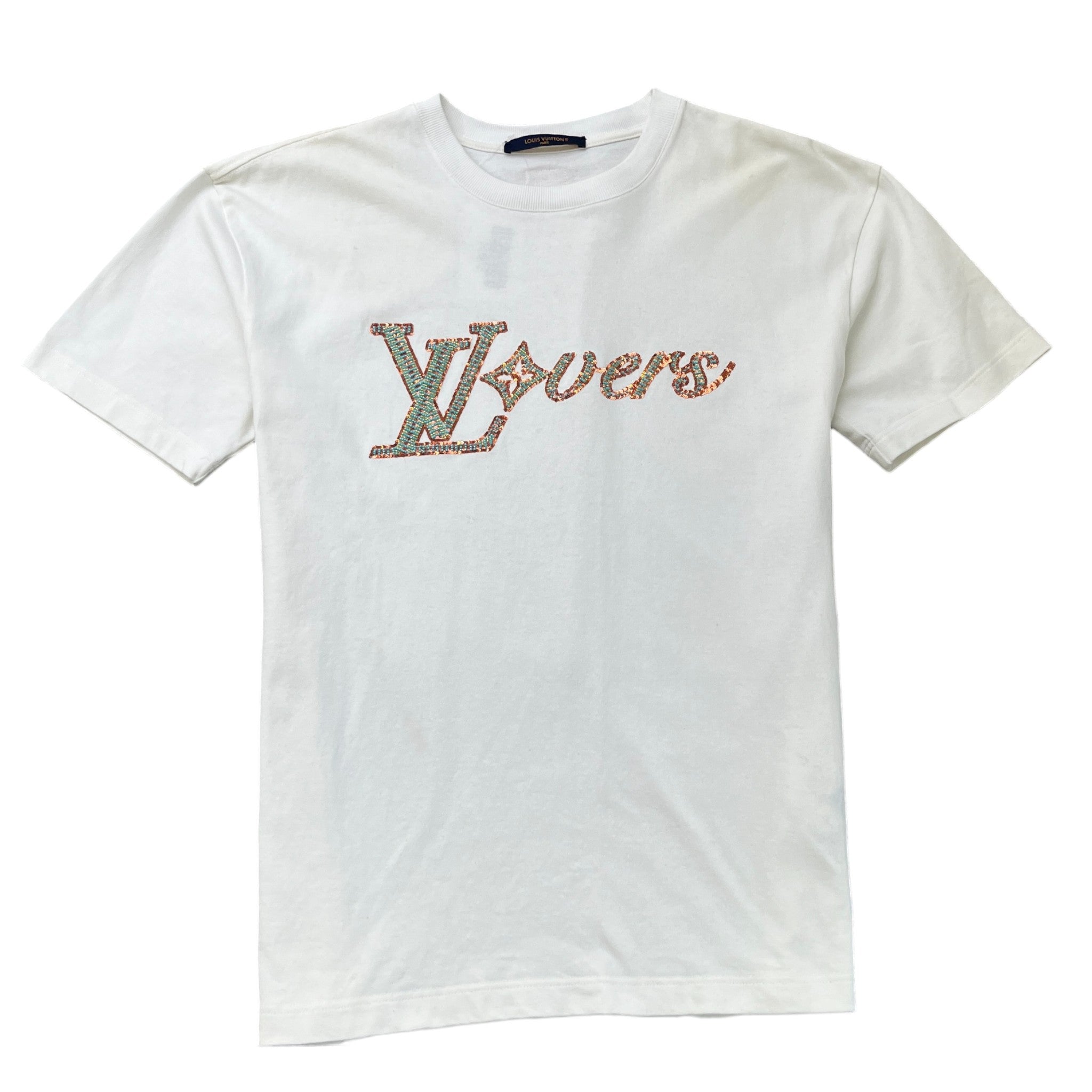 Men's Lovers Embroidered Logo T-Shirt White Size M